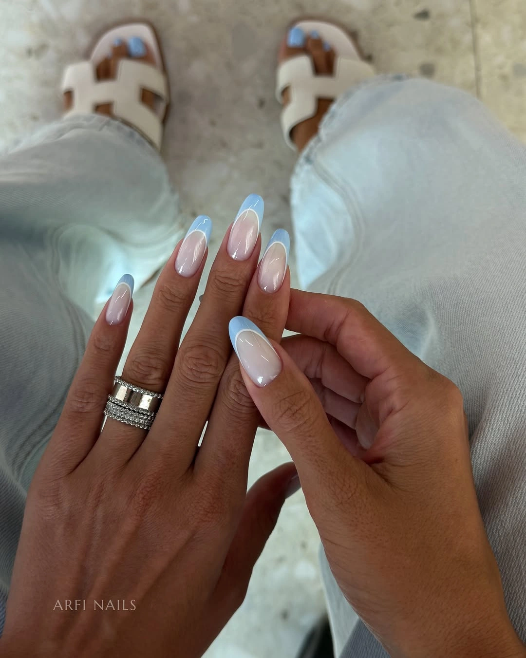 fall french nails 2026 Powder Blue French For A Fresh Autumn Twist
