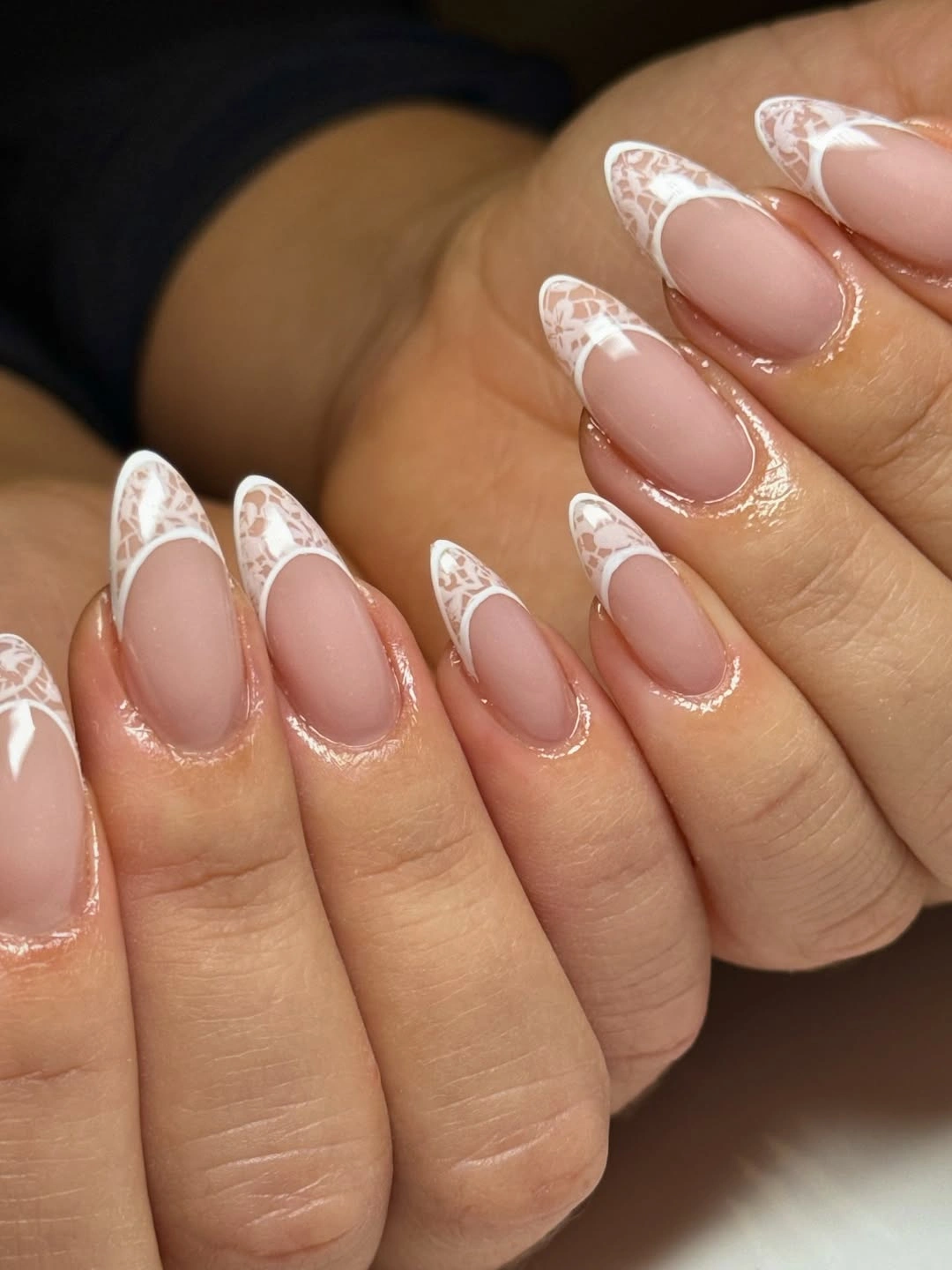 fall french nails 2026 Delicate Lace French For Romantic Autumn Days
