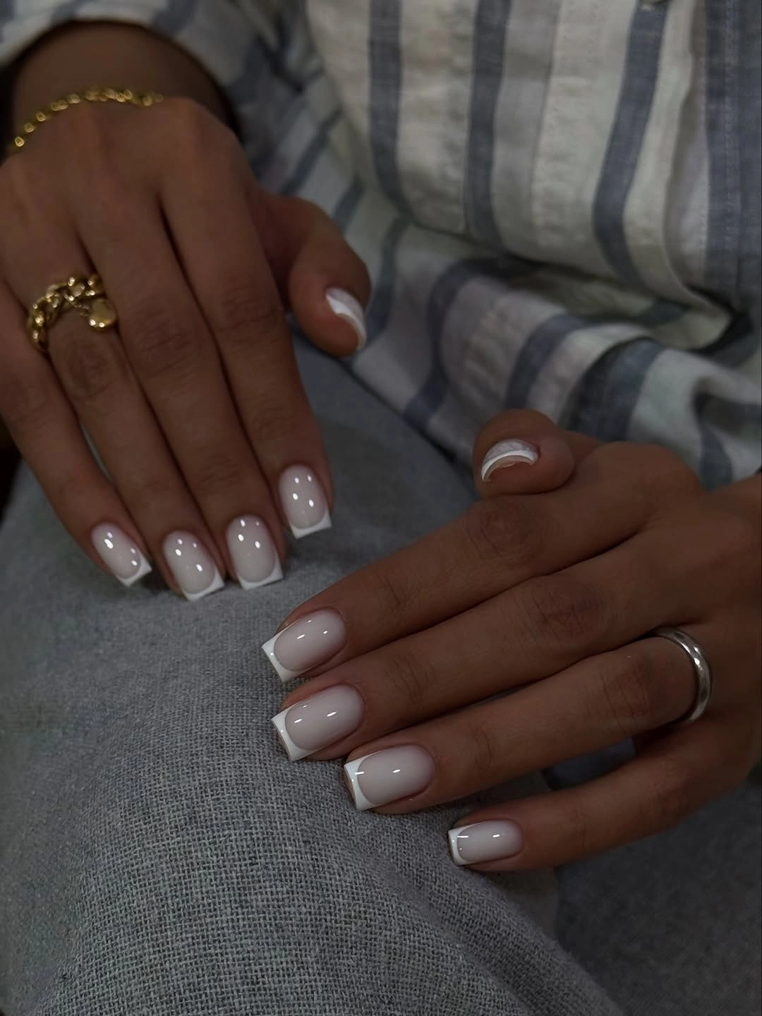fall french nails 2026 Clean White Square French