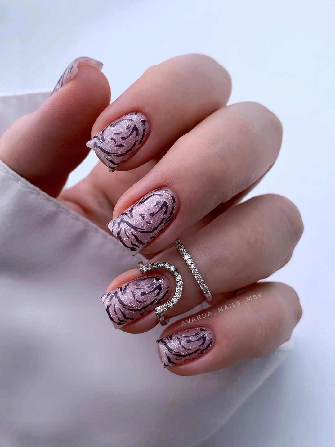 Fall gel nails ideas 2026 Shimmering Lavender Zebra Nails