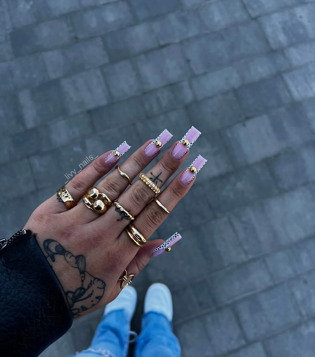 fall long nails 2026 Lavender Square Nails With Gold Studs