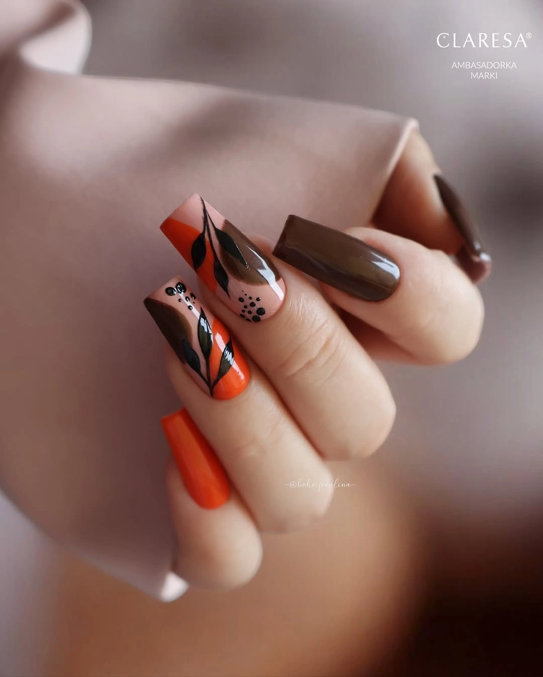 fall manicure ideas 2026 Bold Autumn Leaf Color Blocking