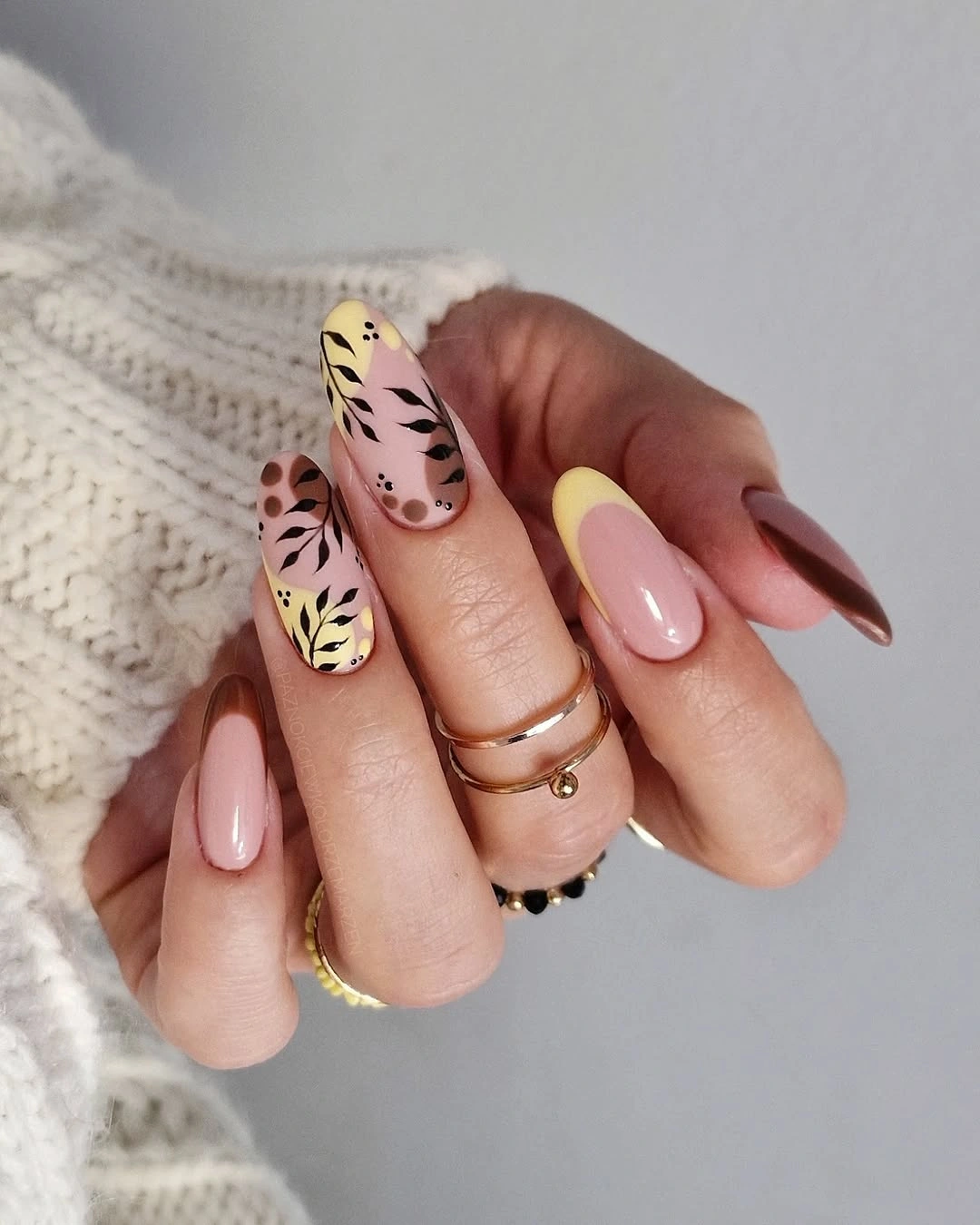 fall manicure ideas 2026 Soft Yellow Botanical French Nails