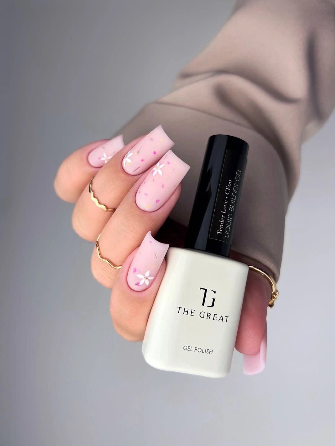 fall matte nails 2026 Blush Pink Matte Floral Nails