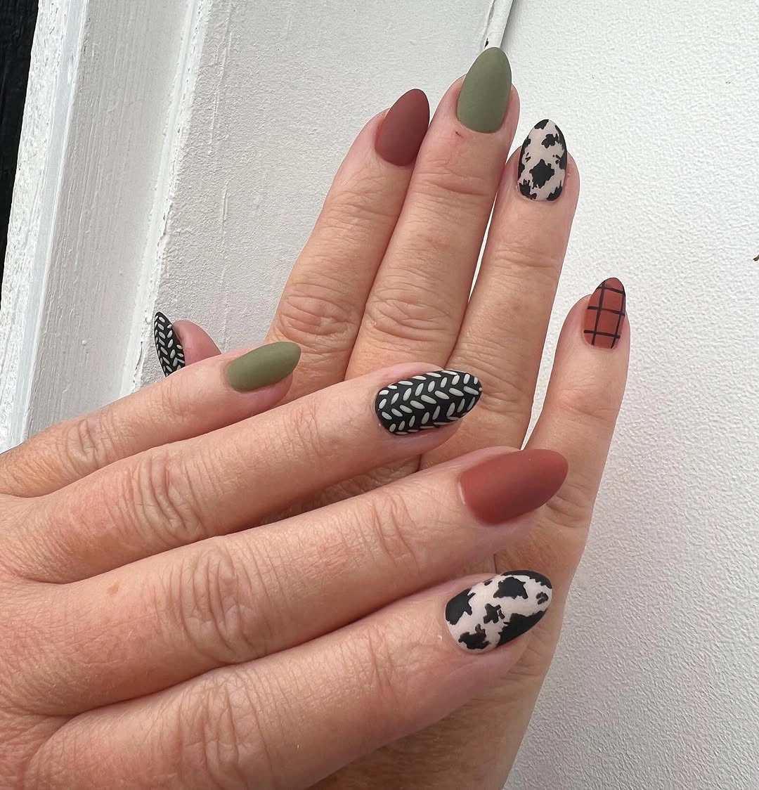 fall matte nails 2026 Earthy Matte Mix And Match Nails