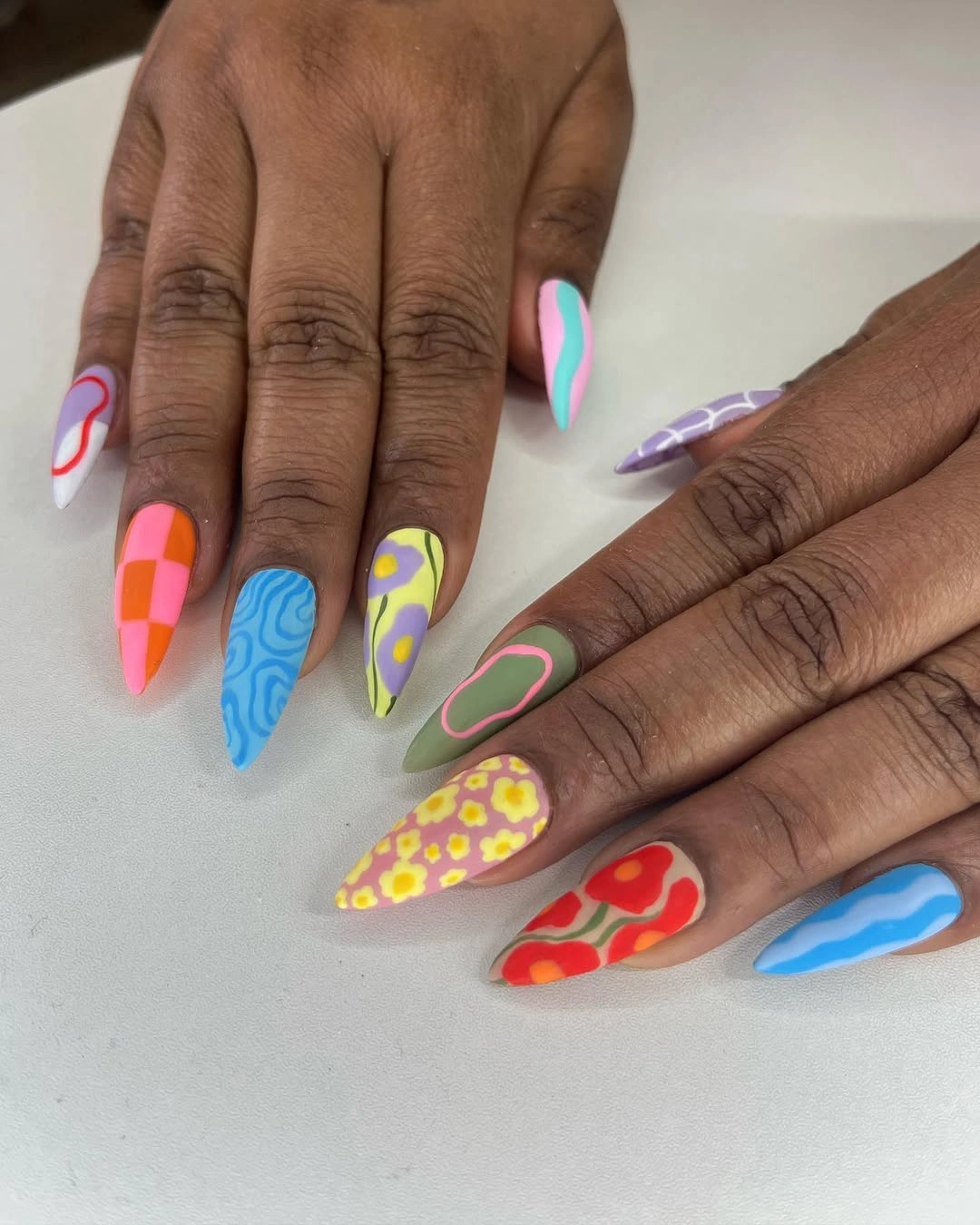 fall matte nails 2026 Playful Matte Retro Nail Art