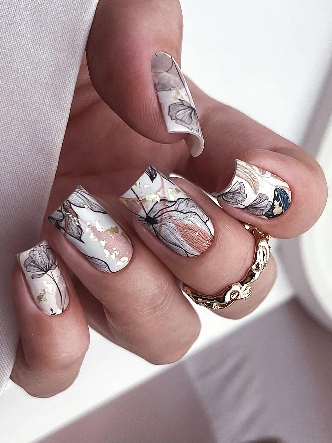 fall matte nails 2026 Soft Matte Botanical Short Nails