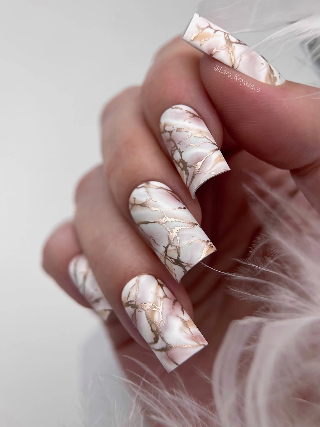fall mid length nails 2026 Luxury Marble With Gold Veins