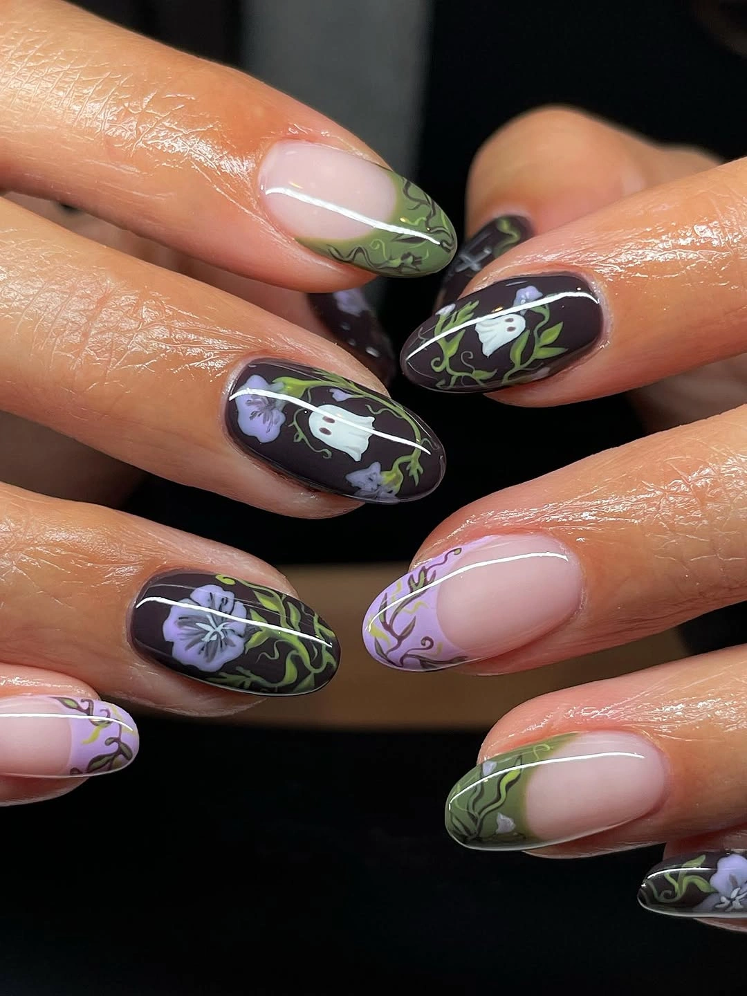 fall nail art ideas 2026 Moody Floral Garden Nails