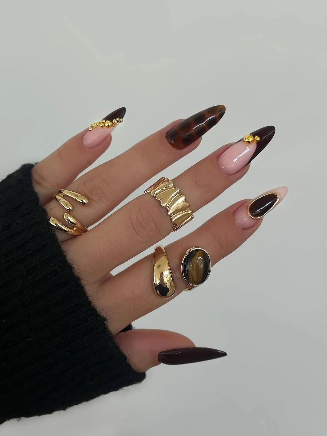 fall nail designs for all skin tones 2026 Minimal Chocolate Nails With Luxe Gold Accents