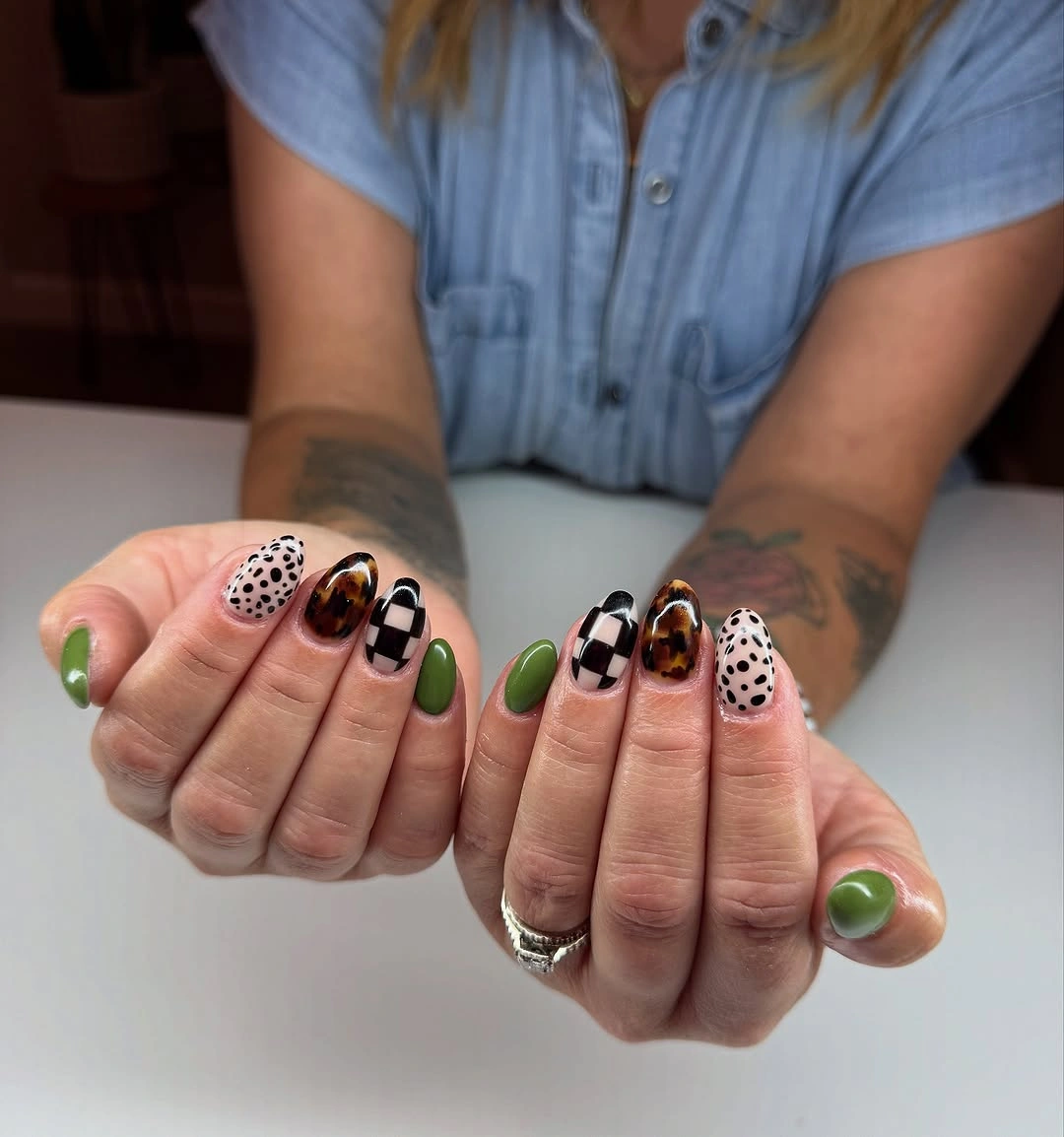 fall nail designs for all skin tones 2026 Mixed Pattern Autumn Statement Nails