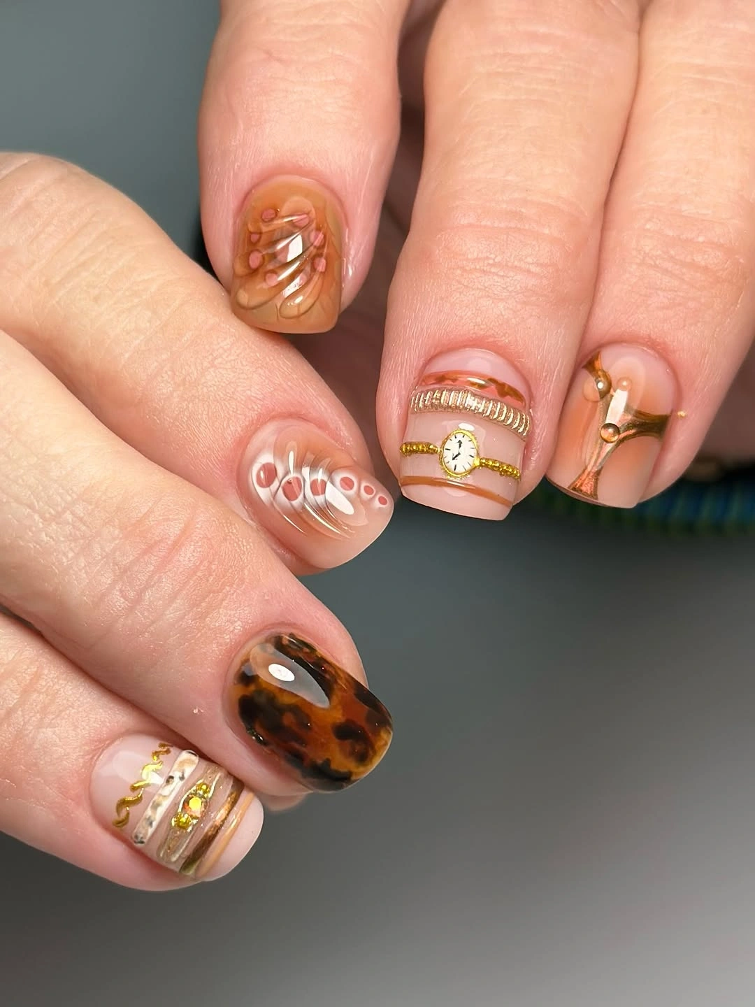 fall nail designs square shape 2026 Golden Tortoiseshell With Luxury Details