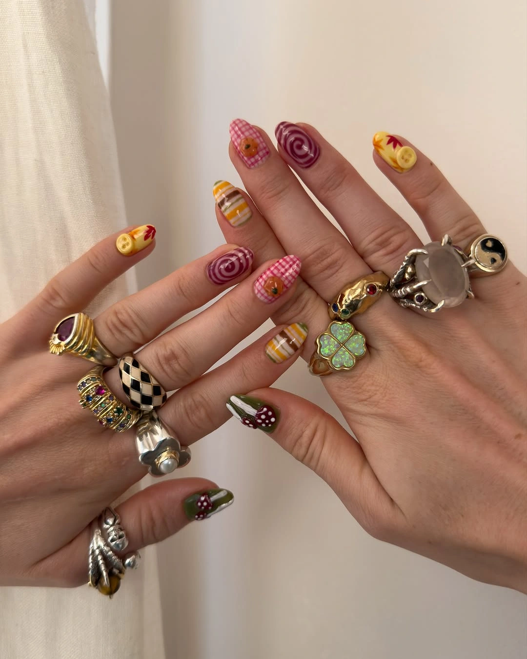 fall nail trends 2026 Playful Retro Autumn Mix And Match