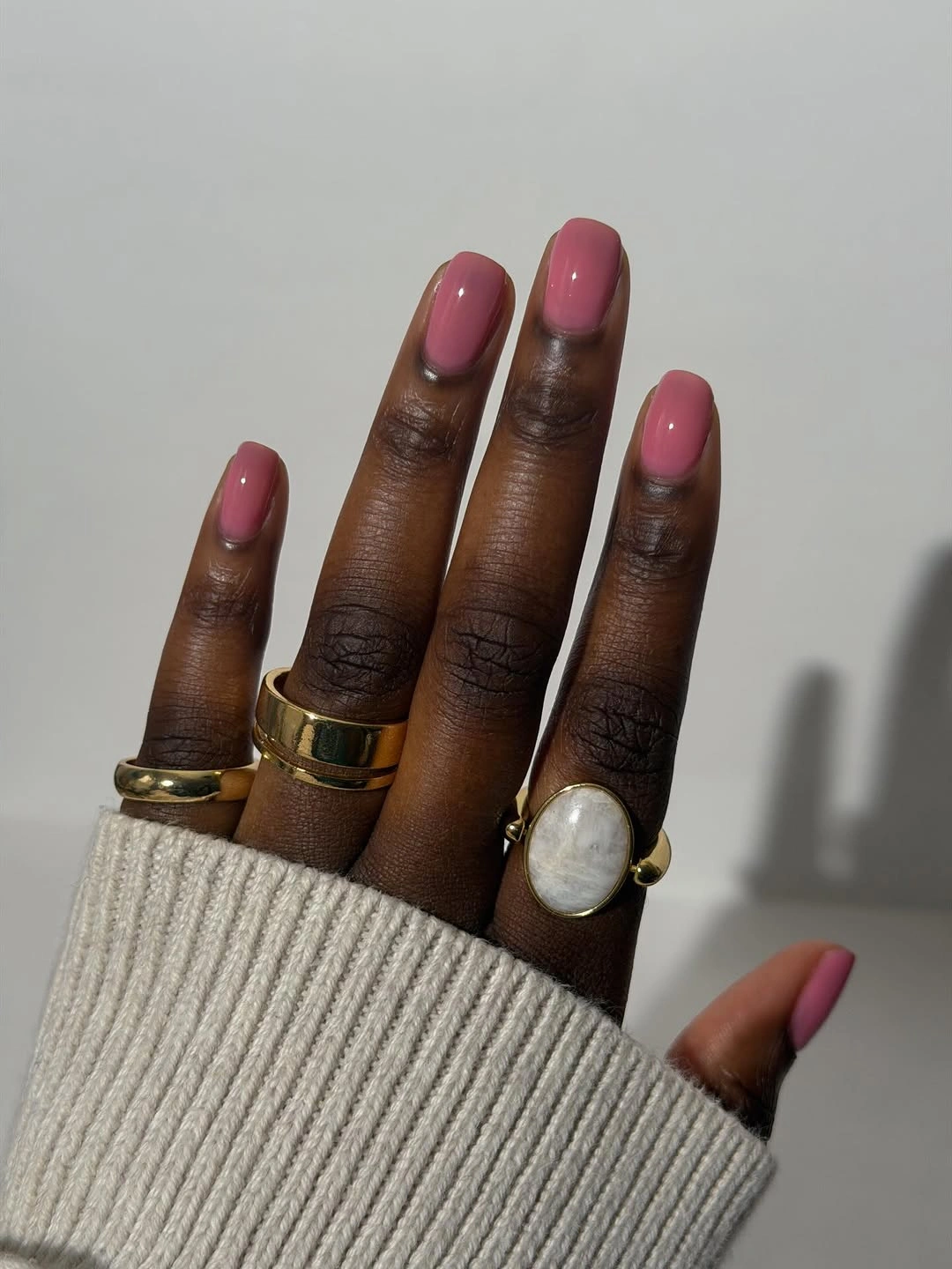 fall nails colors for dark skin Muted Rose Pink Short Nails