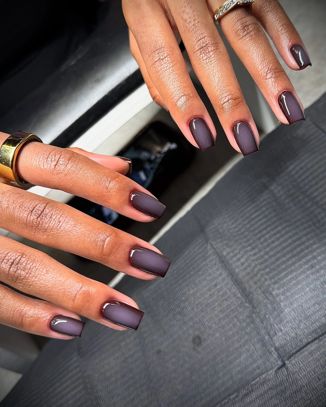 fall nails for dark skin 2026 Matte Espresso Nails With Glossy Frames