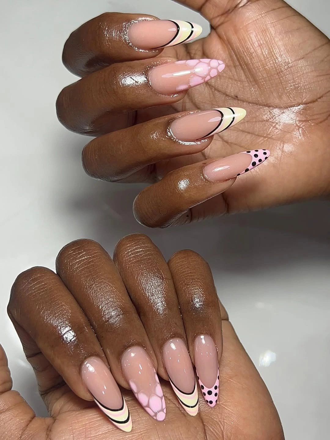 fall nails for dark skin 2026 Playful Pastel French With Artistic Details