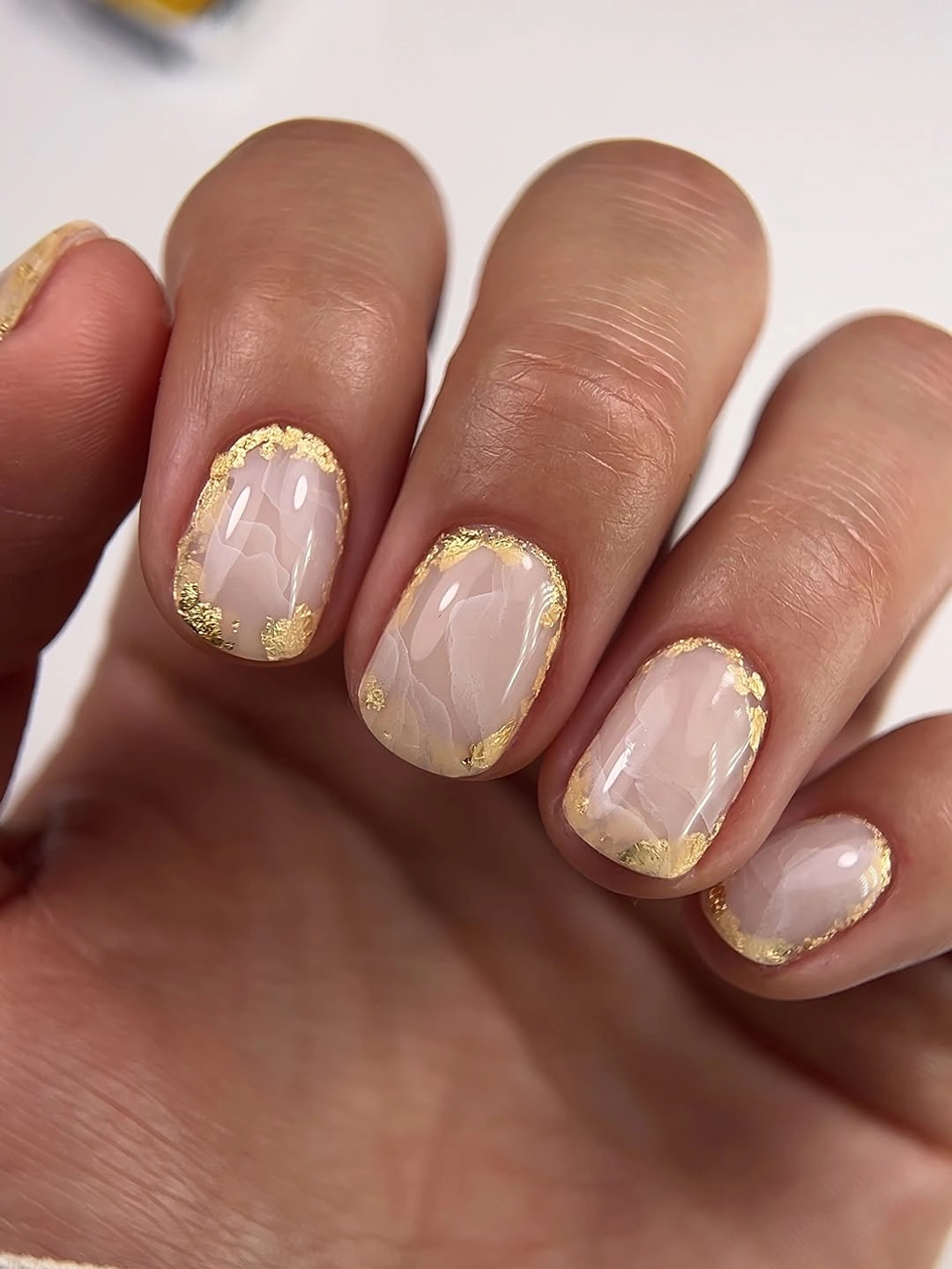 fall nails for fair skin tone Gold Foil Marble Nails
