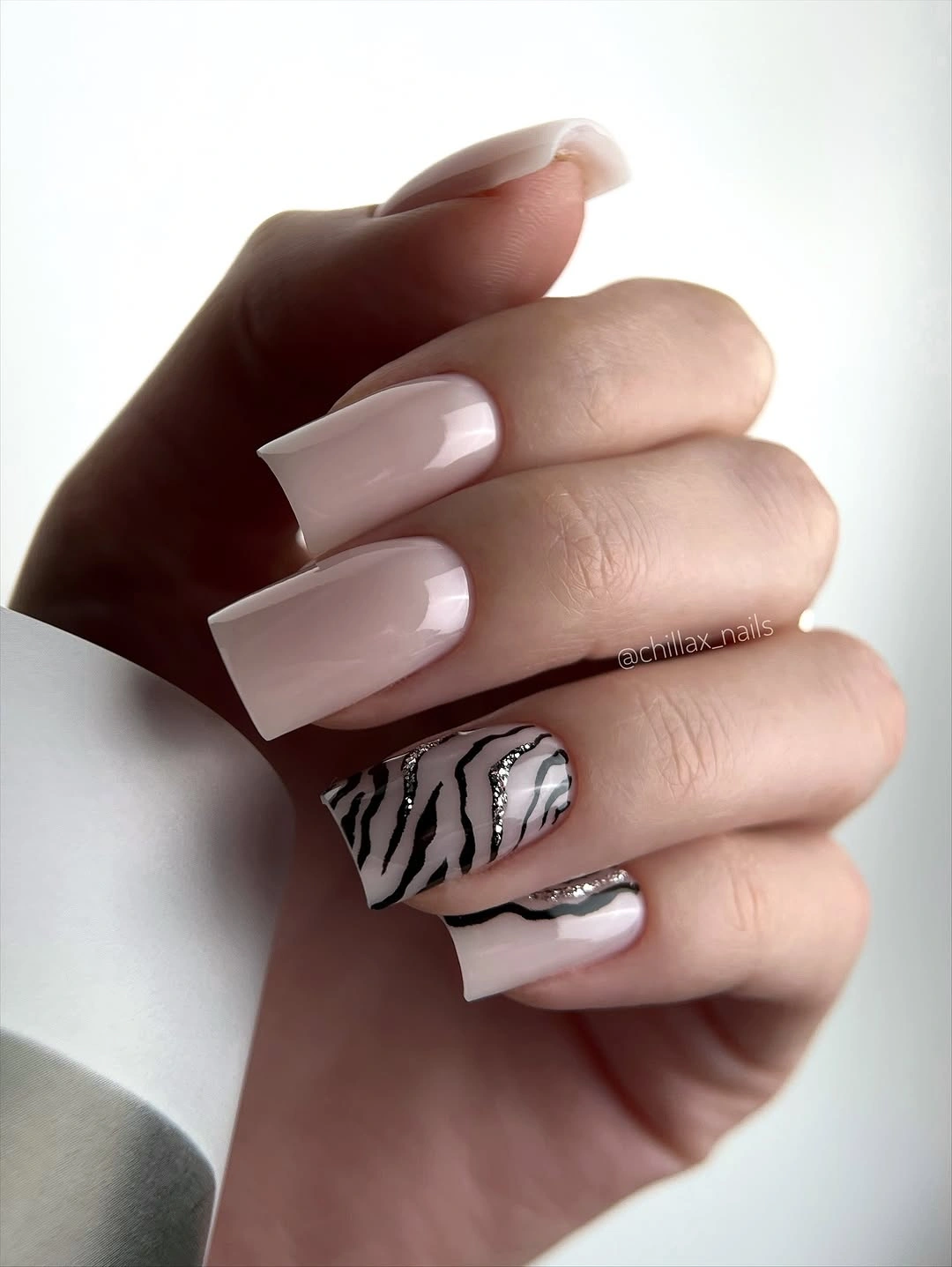fall nails for fair skin tone Soft Pink Zebra Nails
