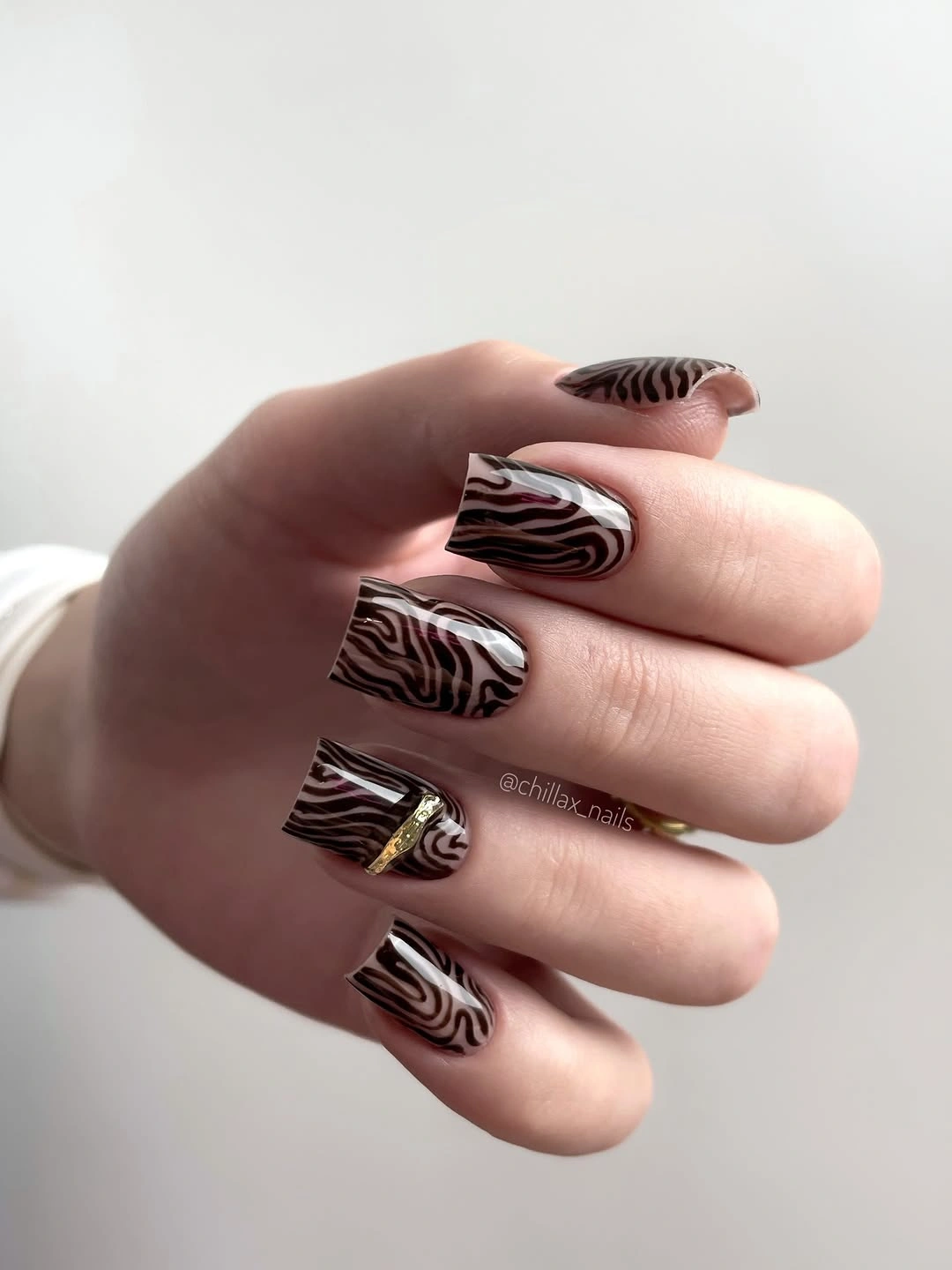 fall nails for fair skin tone Chocolate Brown Zebra Nails