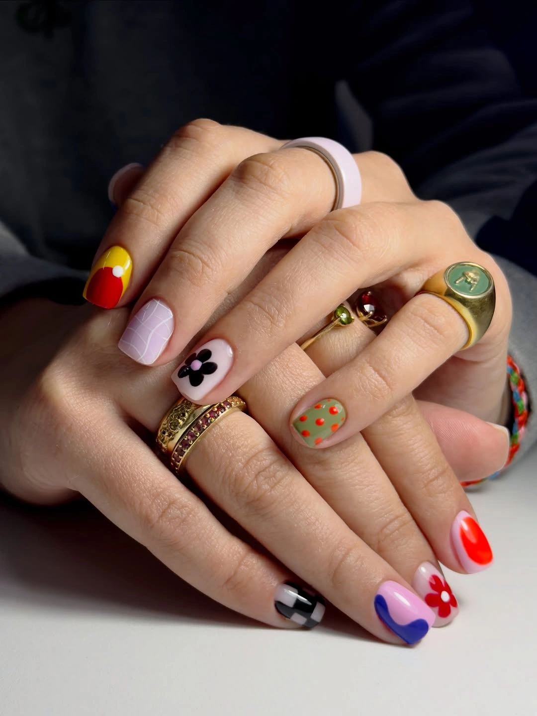 fall nails for fair skin tone Colorful Short Nail Art