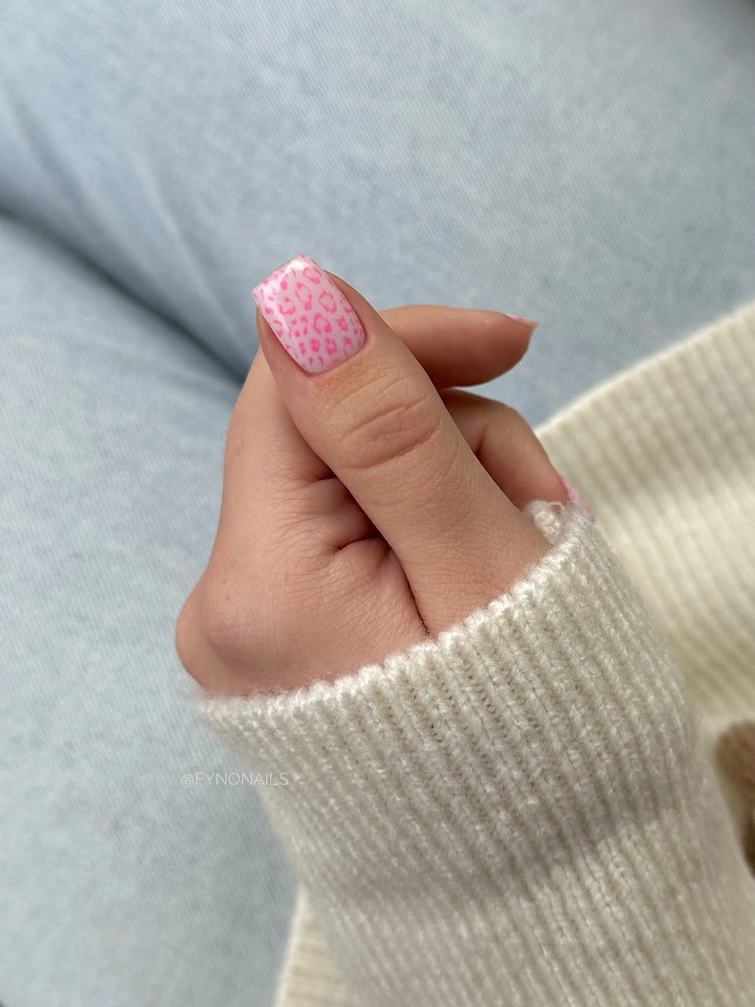 fall nails for fair skin tones 2026 Pink Leopard Square Nails