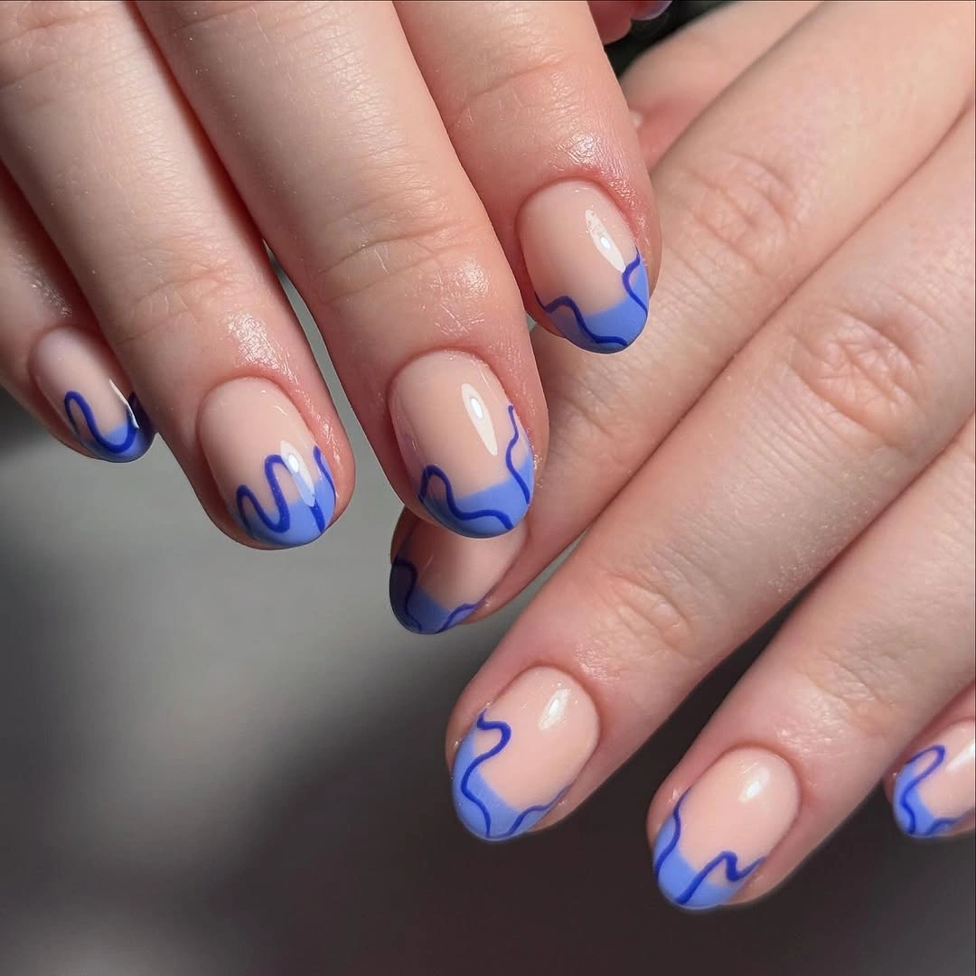 fall nails for fair skin tones 2026 Cobalt Wave French Nails