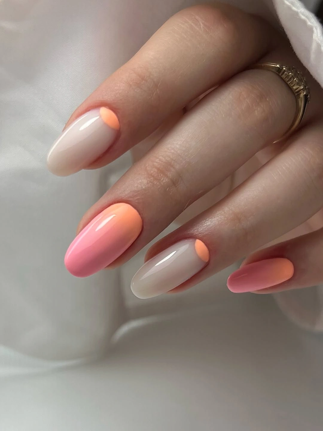 fall nails for fair skin tones 2026 Peach and Pink Glow Nails