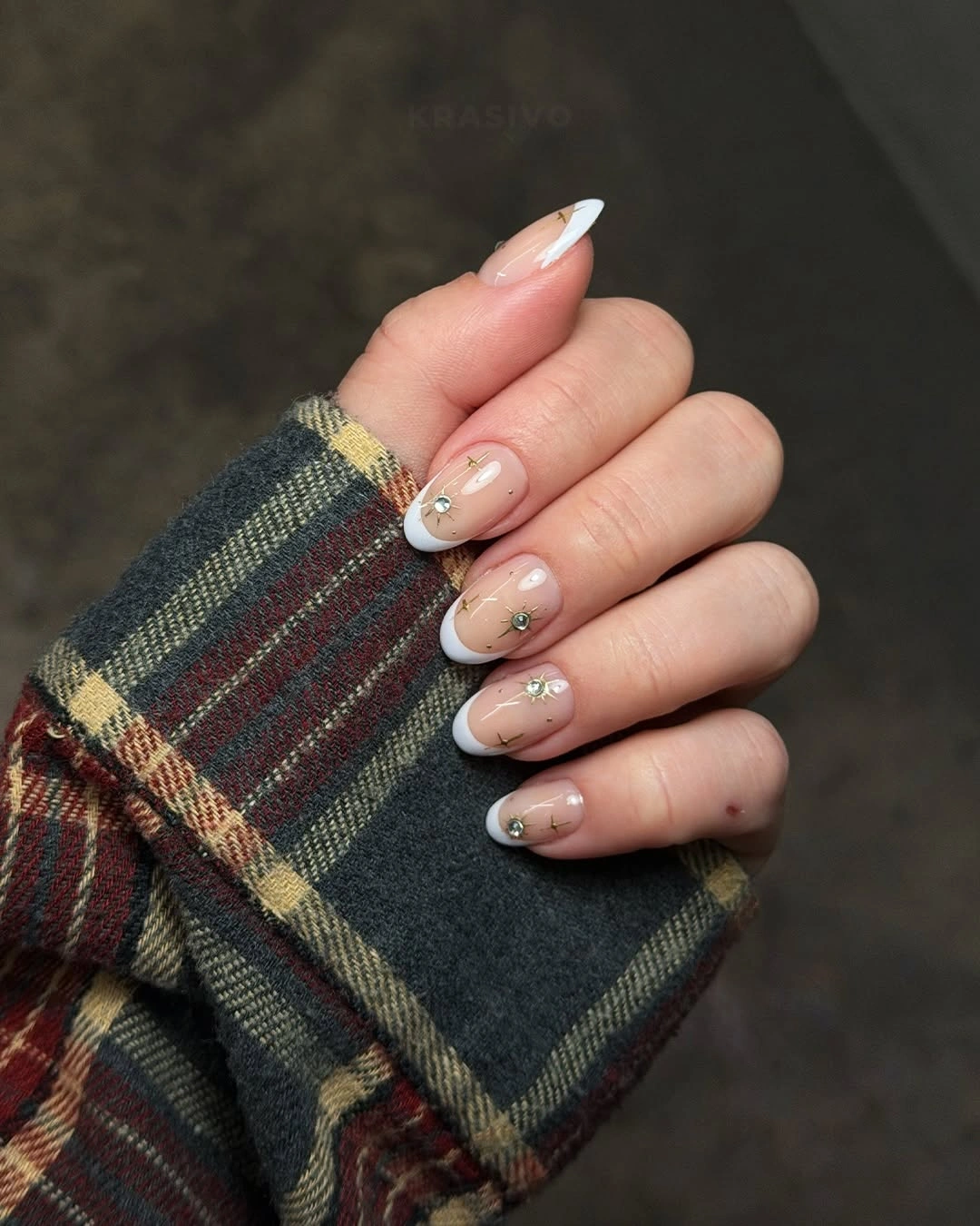 fall nails for fair skin tones 2026 Celestial White French Tips