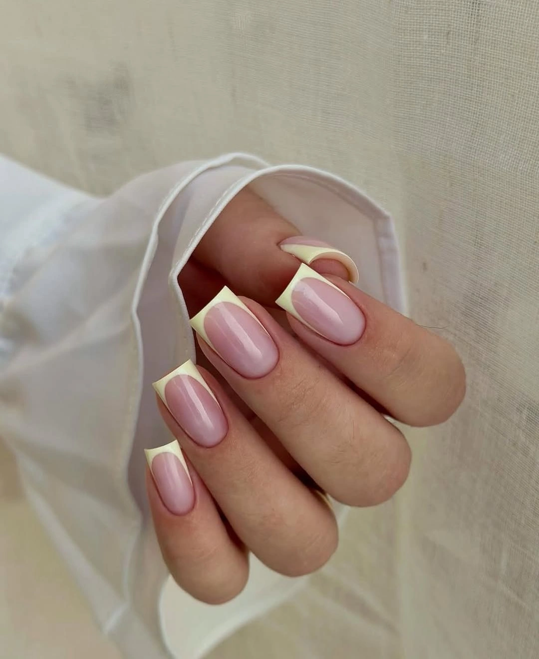 fall nails for fair skin tones 2026 Vanilla French Square Tips