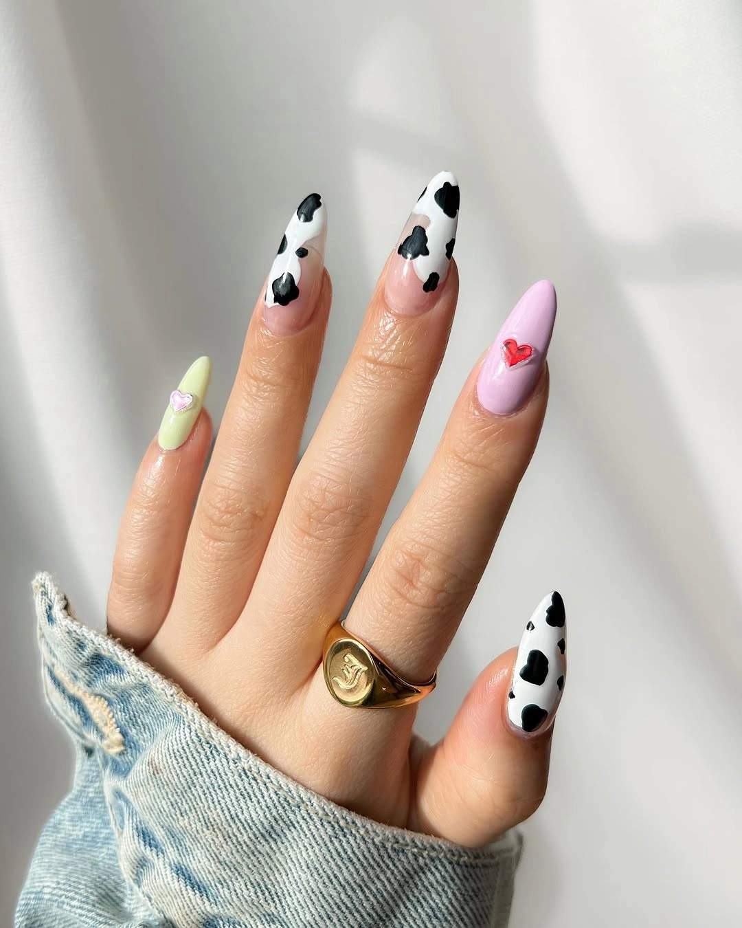 fall nails with accent nail Cow Print Nails With Pastel Accents