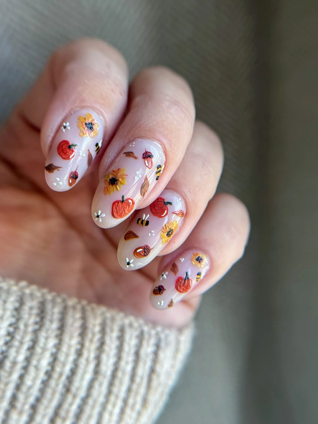fall nails with pumpkins 2026 Mini Pumpkin Harvest Nails