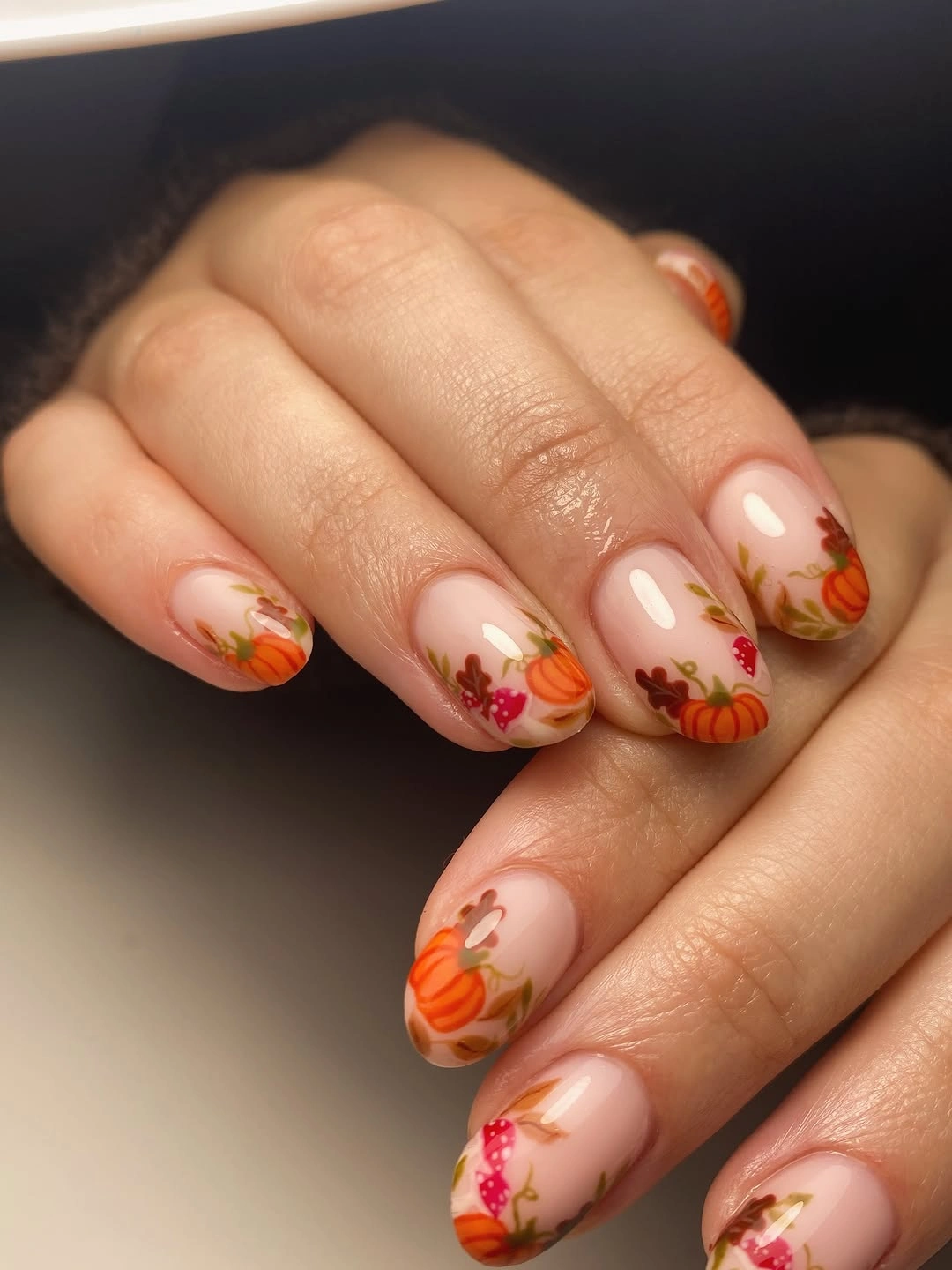 fall nails with pumpkins 2026 Soft Pumpkin Garden Nails
