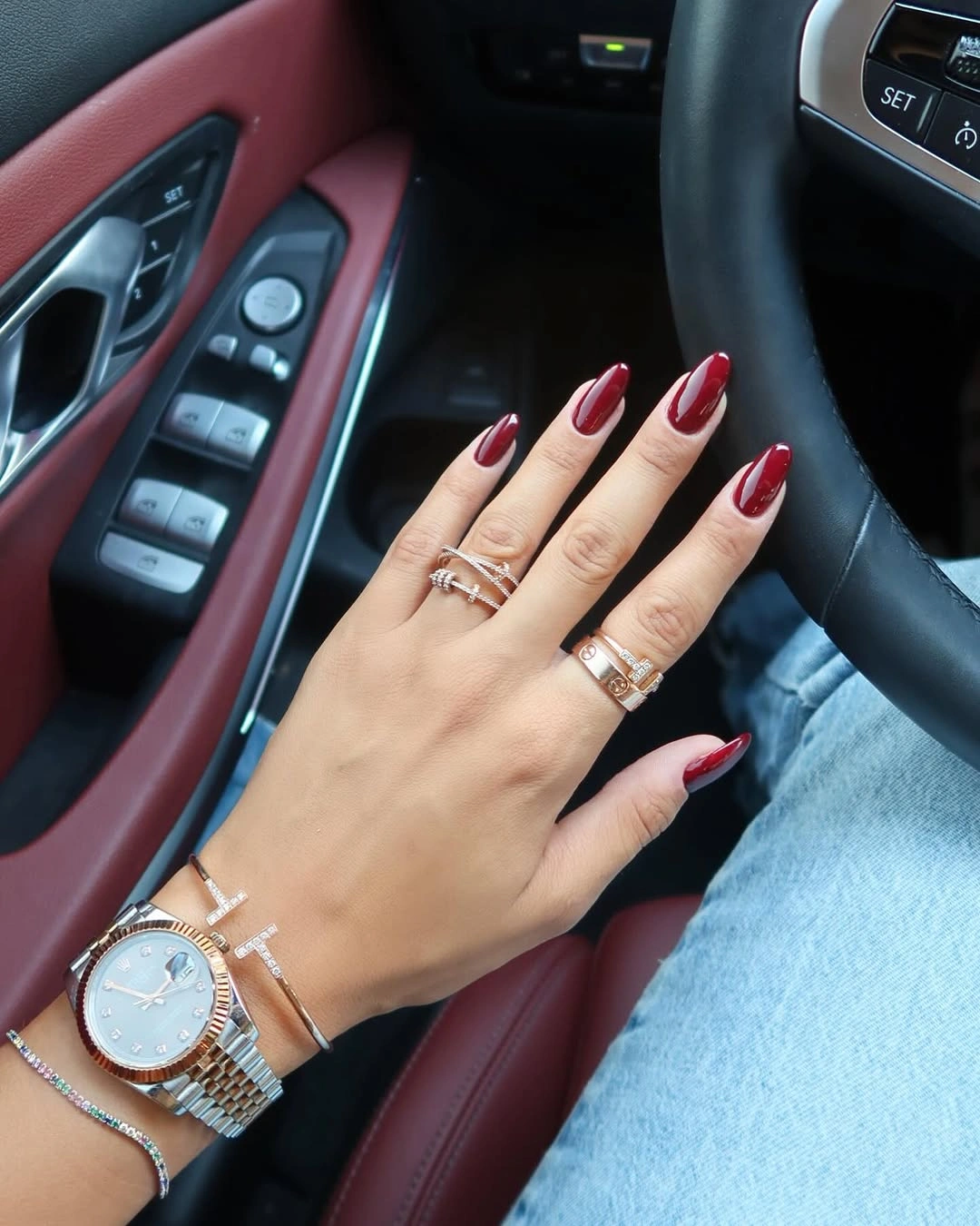 fall red nails 2026 Dark Cherry Red With Luxe Simplicity
