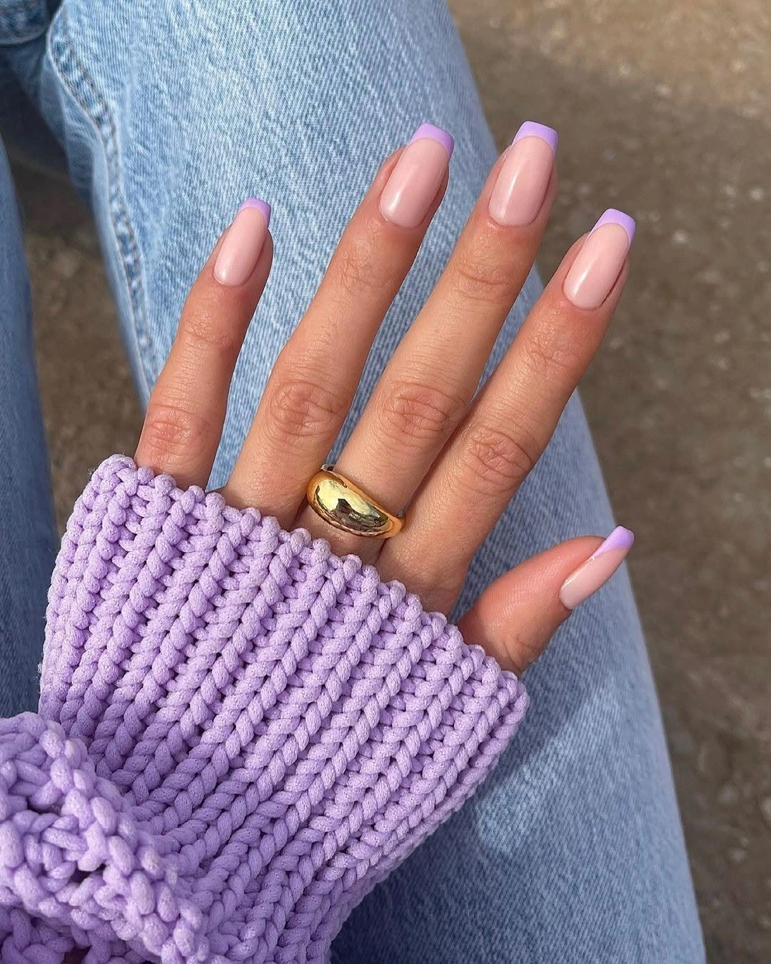 fall short coffin nails designs Lilac French Tips For Early Fall