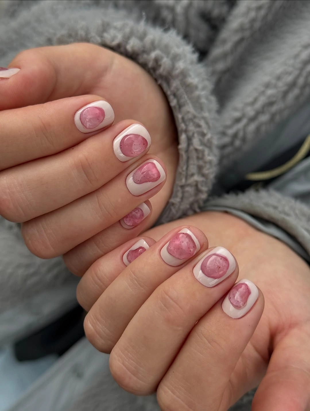 fall square nails 2026 Pink Stone Short Square Nails