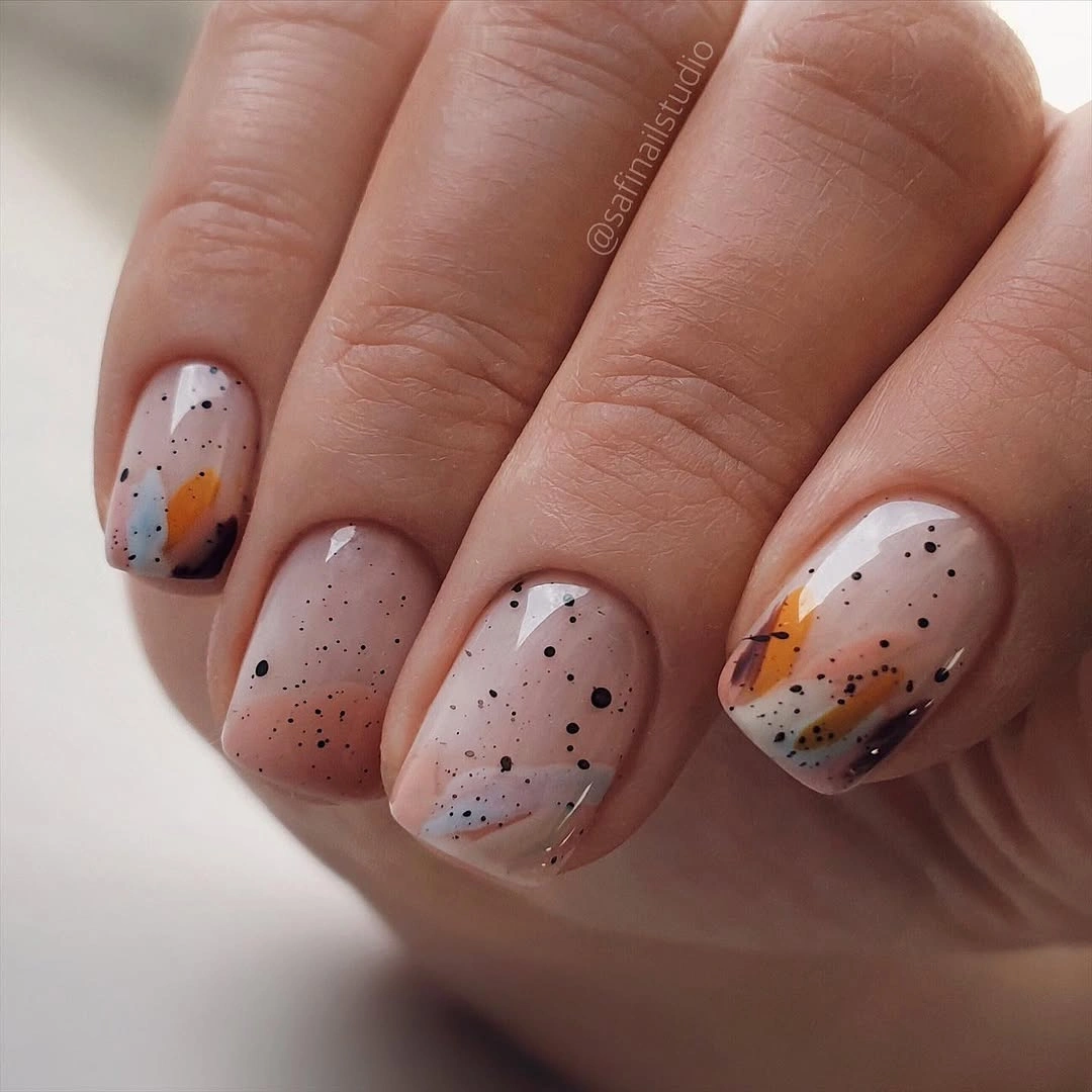 fall square nails 2026 Soft Autumn Abstract Short Squares