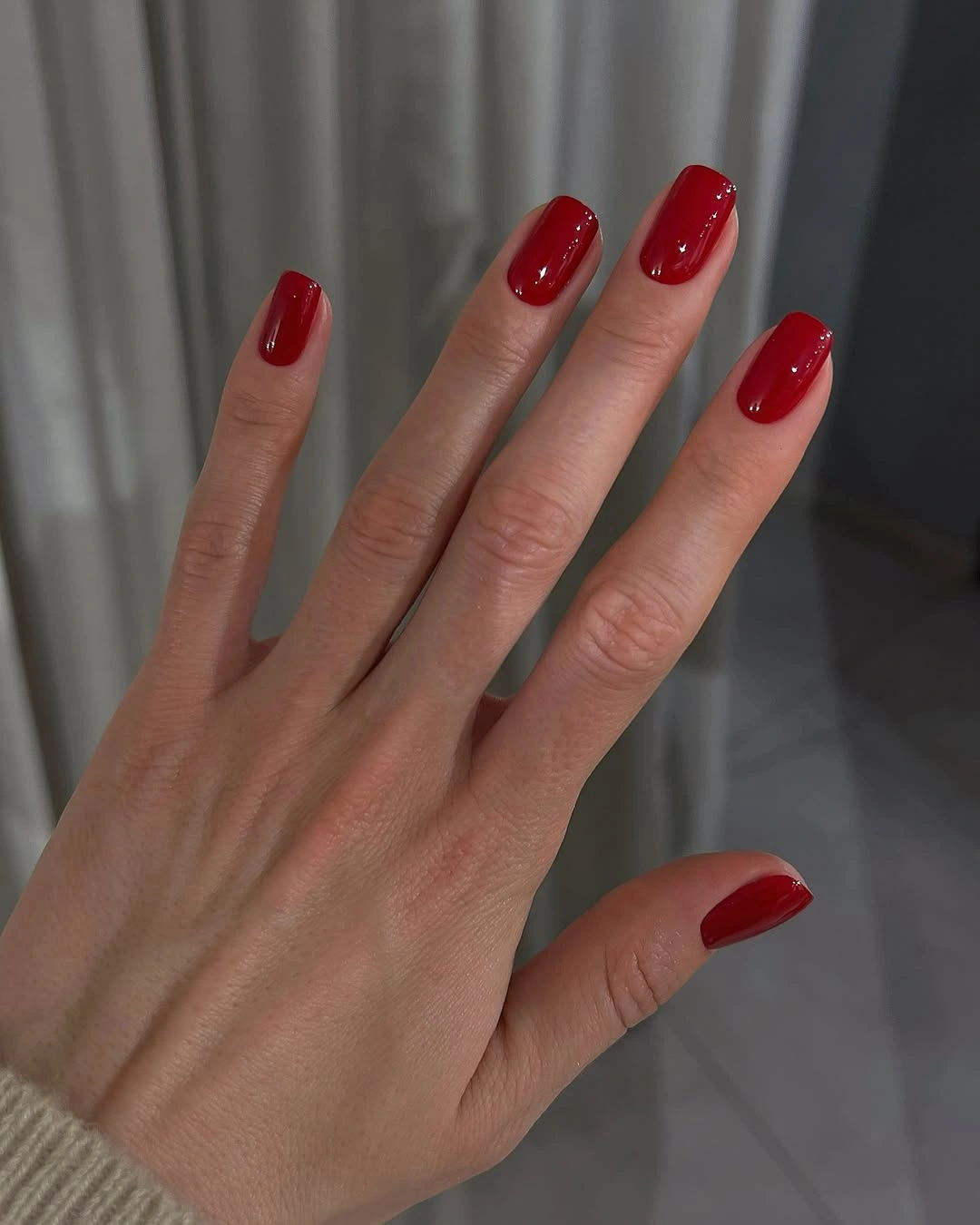 fall square nails 2026 Classic Cherry Red Square Nails