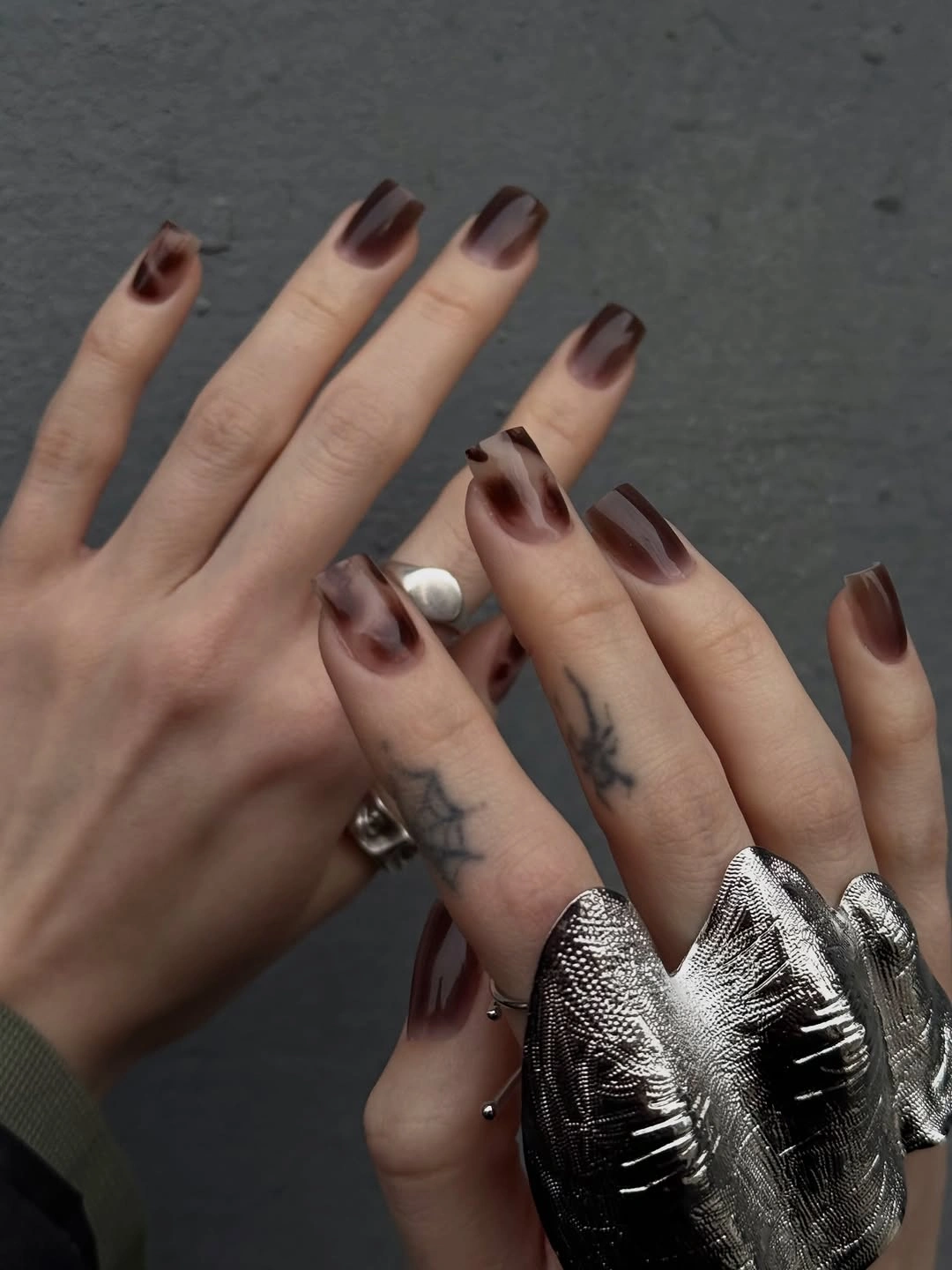 fall square nails 2026 Dark Chocolate Tortoiseshell Squares