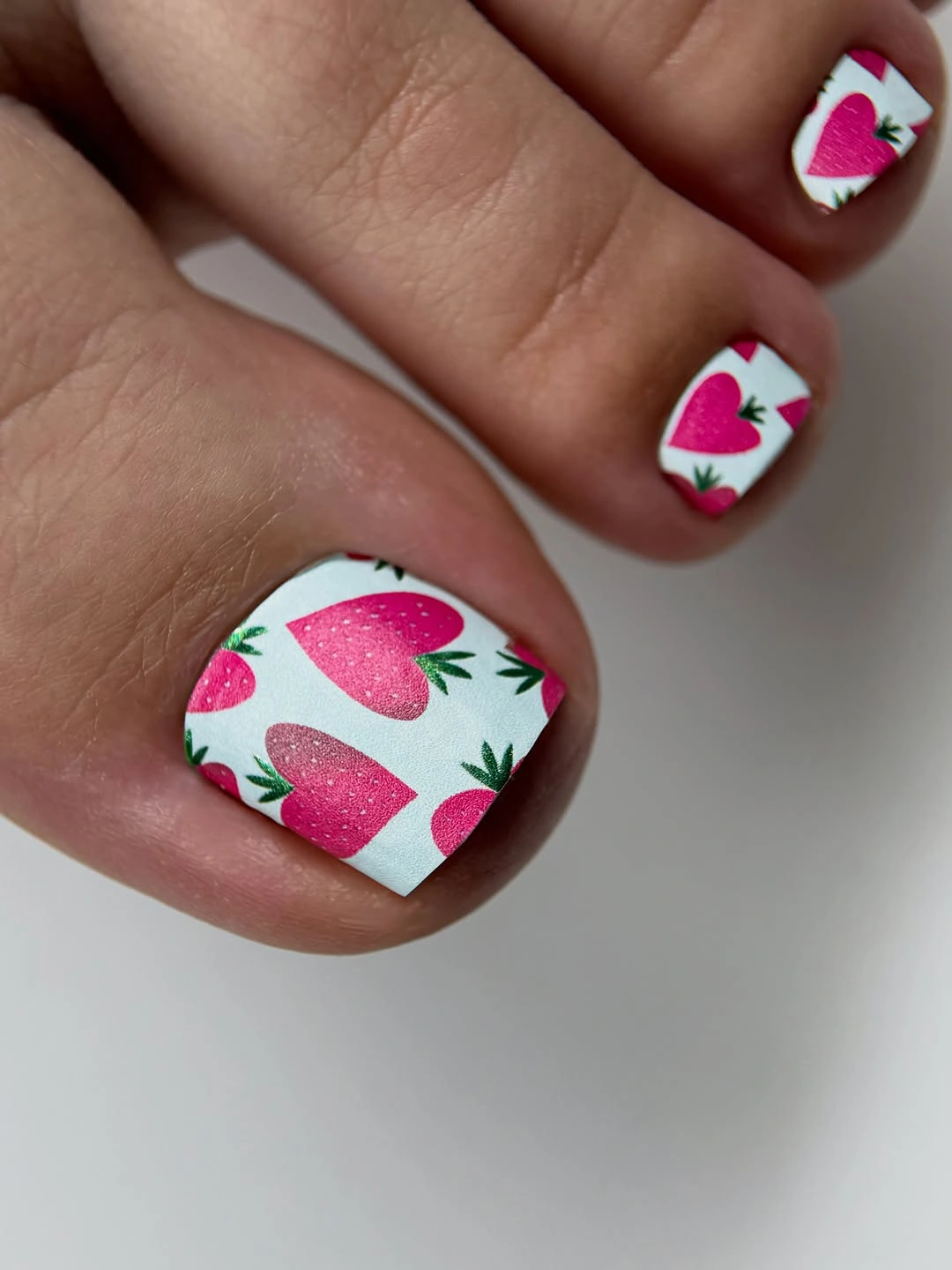fall toe nails colors 2026 Pink Strawberry Heart Pedicure