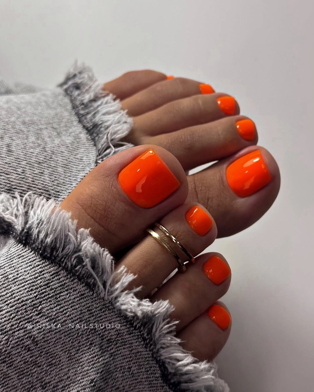 fall toe nails colors 2026 Bright Orange Autumn Pedicure