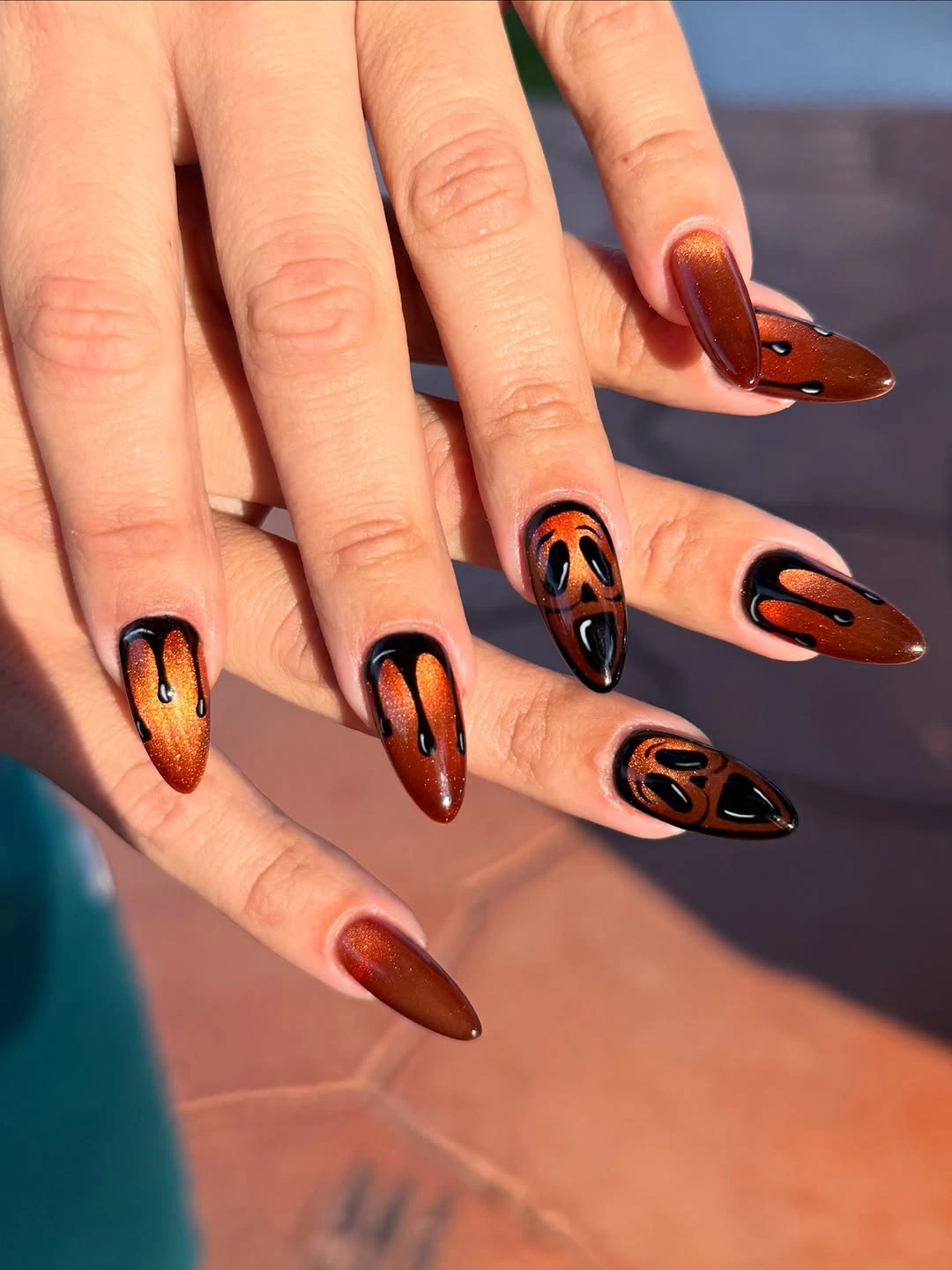 halloween nail art 2026 Copper Scream Nails