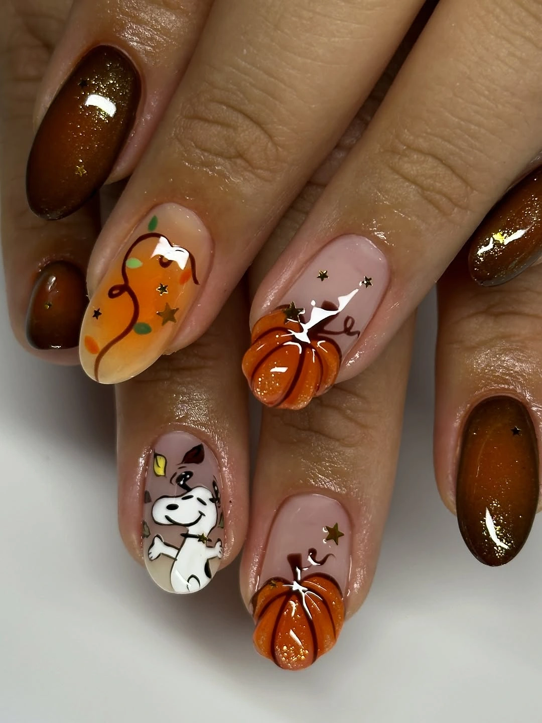 halloween nail art 2026 Golden Pumpkin Patch Nails