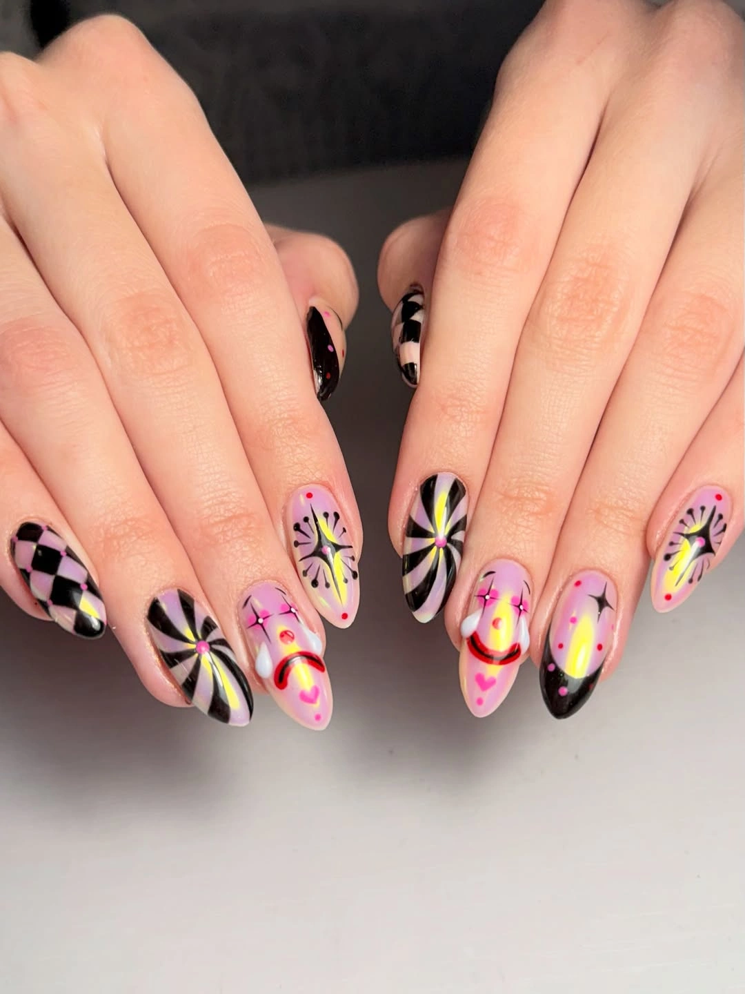 halloween nails designs 2026 Pink Optical Halloween Nails