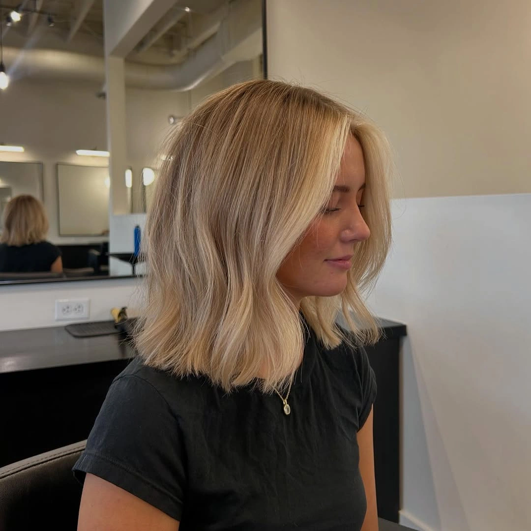 lob haircut ideas Minimal Blonde Lob With Face Frame