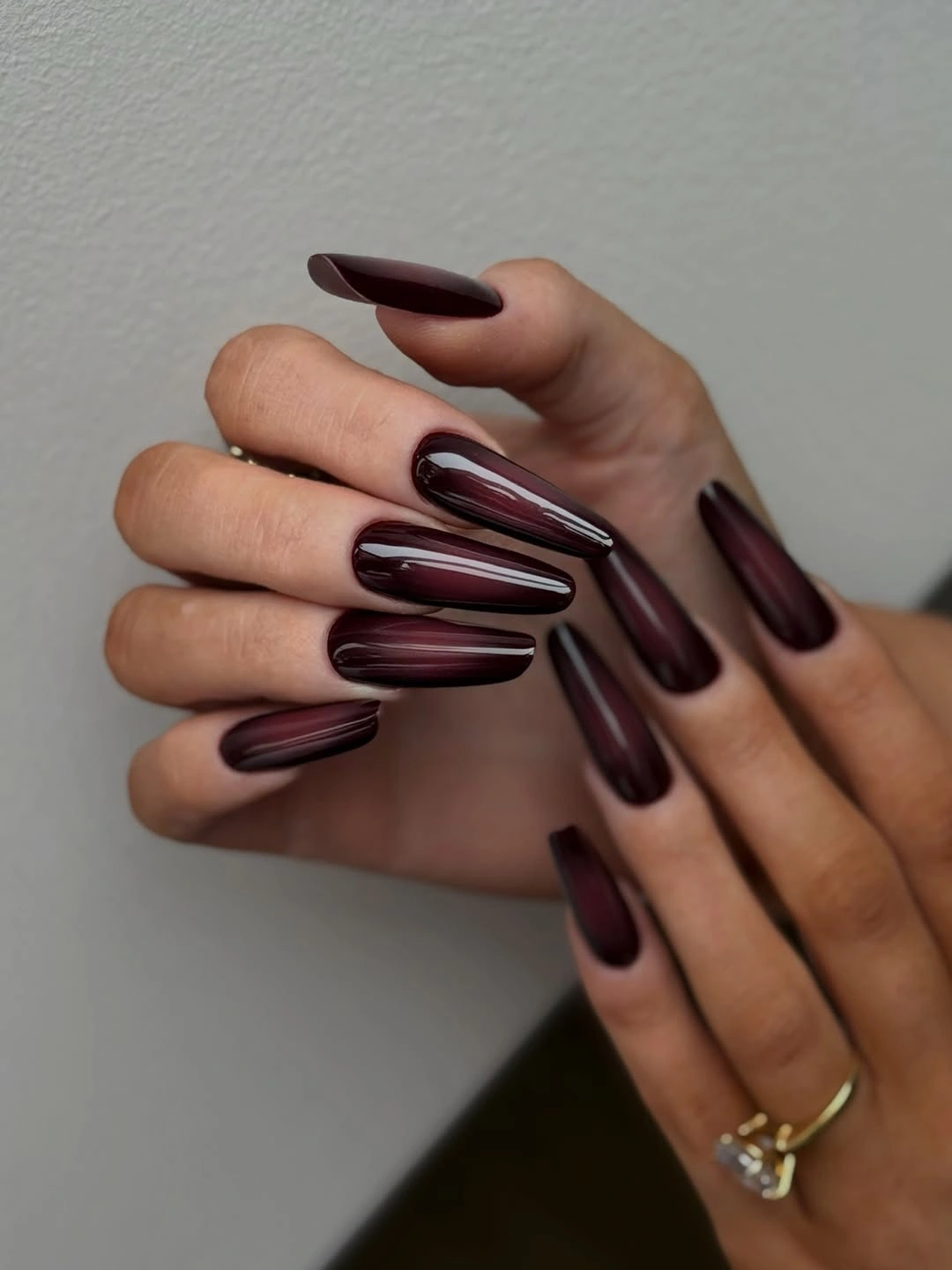 maroon fall nails 2026 Dark Burgundy Glass Nails