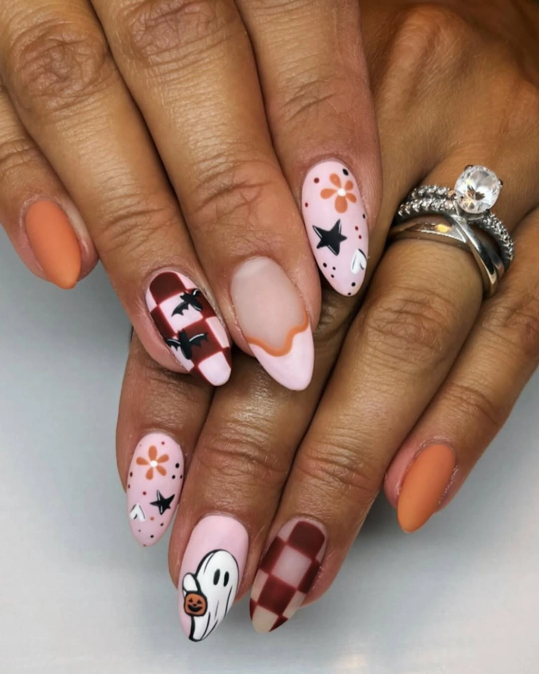 matte fall nails design 2026 Cute Autumn Halloween Mix