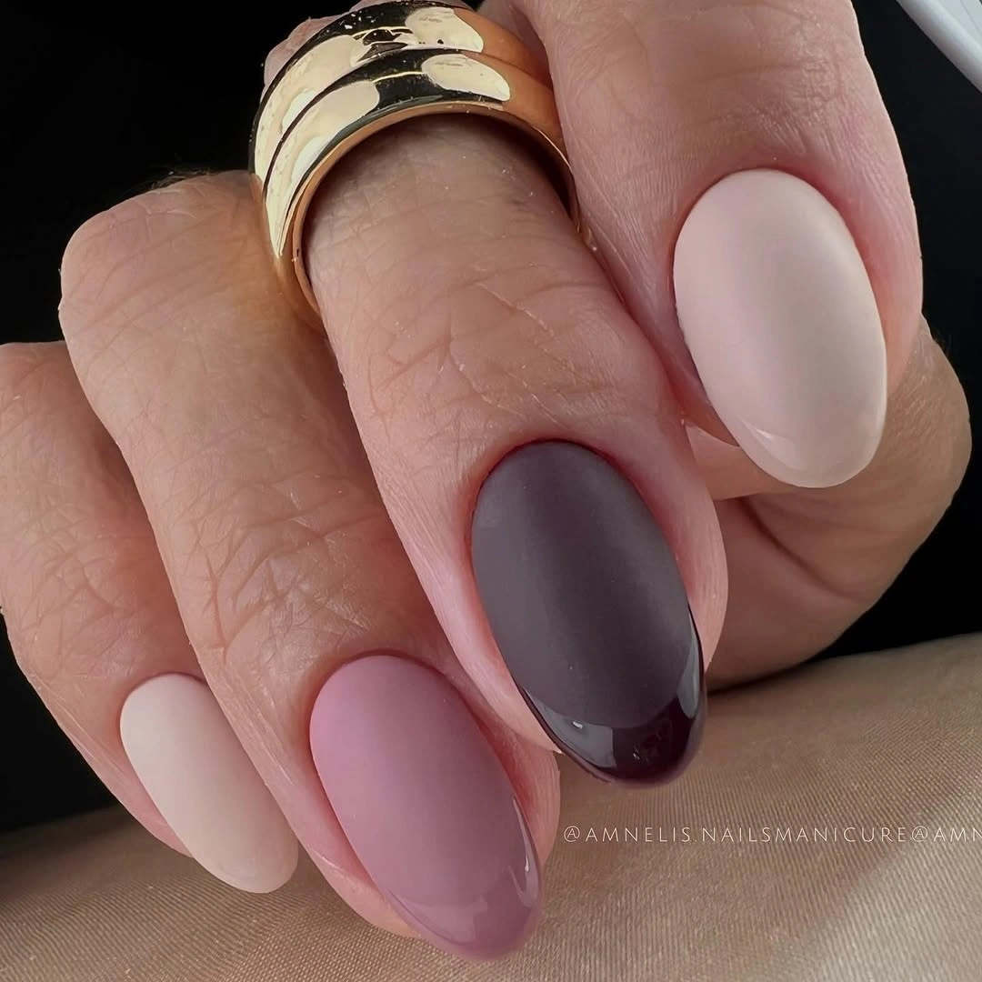 matte fall nails design 2026 Smoky Plum Autumn Ombre