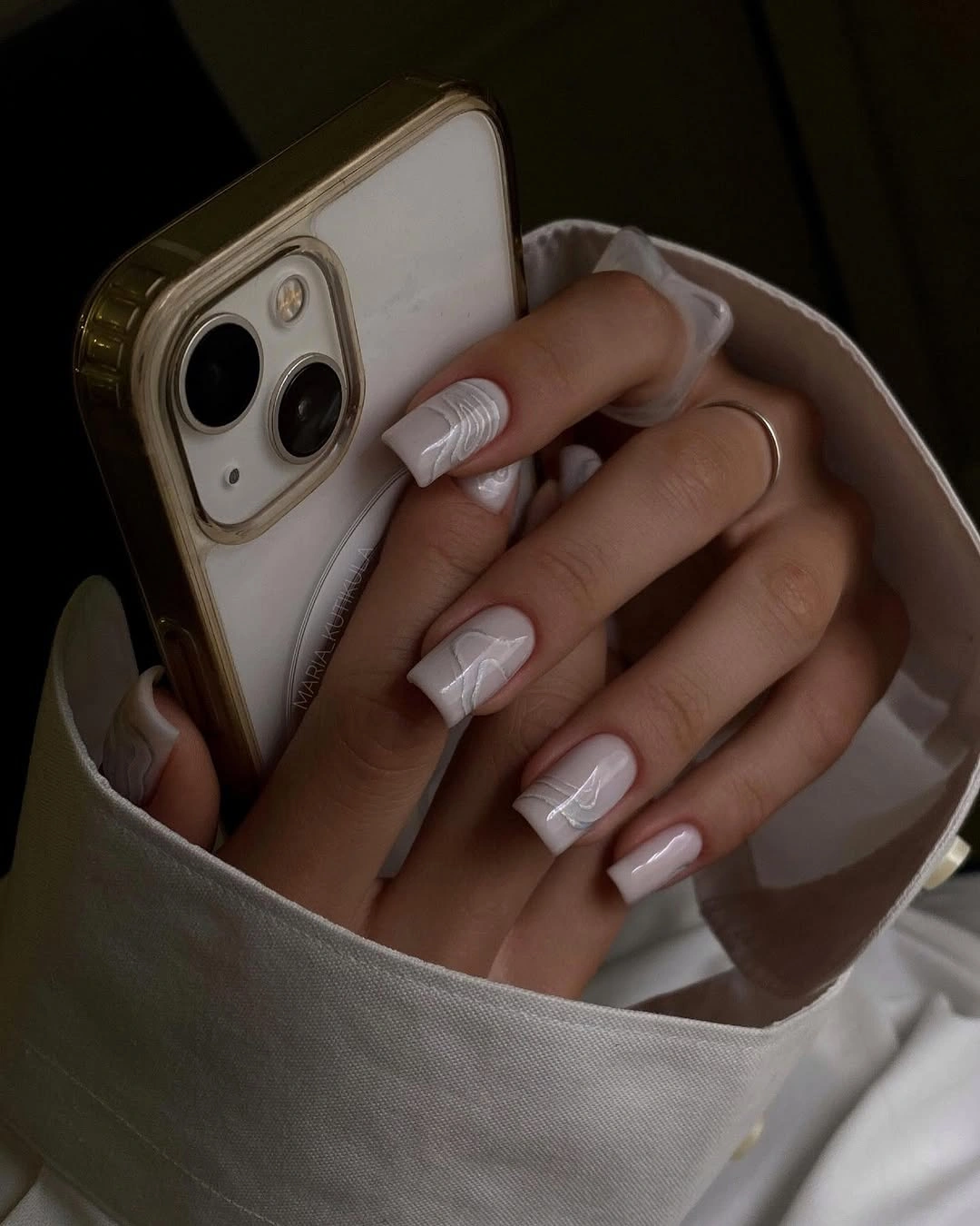 nude fall nails 2026 Milky Nude Nails With Raised Waves