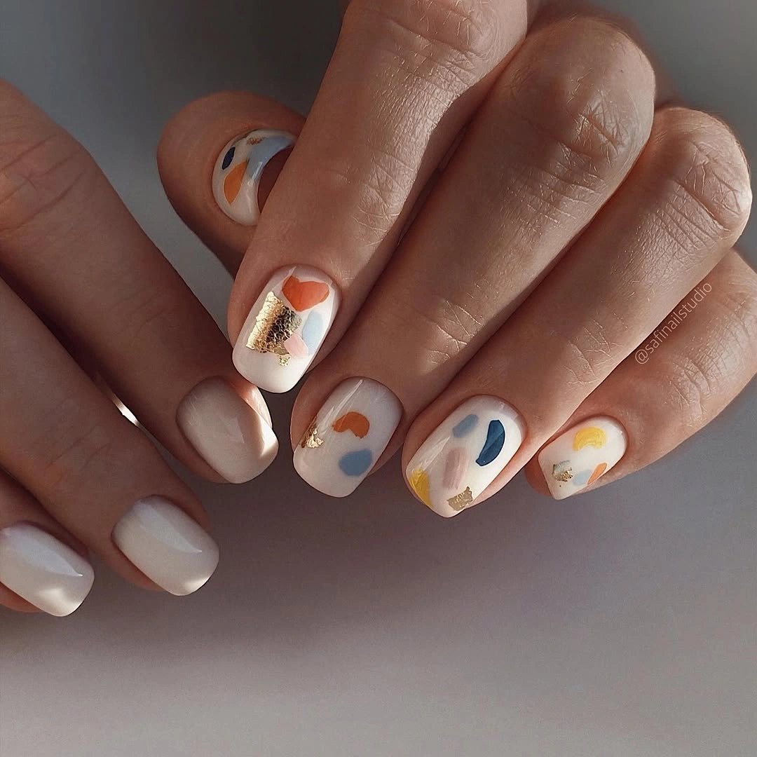 nude fall nails 2026 Colorful Abstract Nude Fall Art