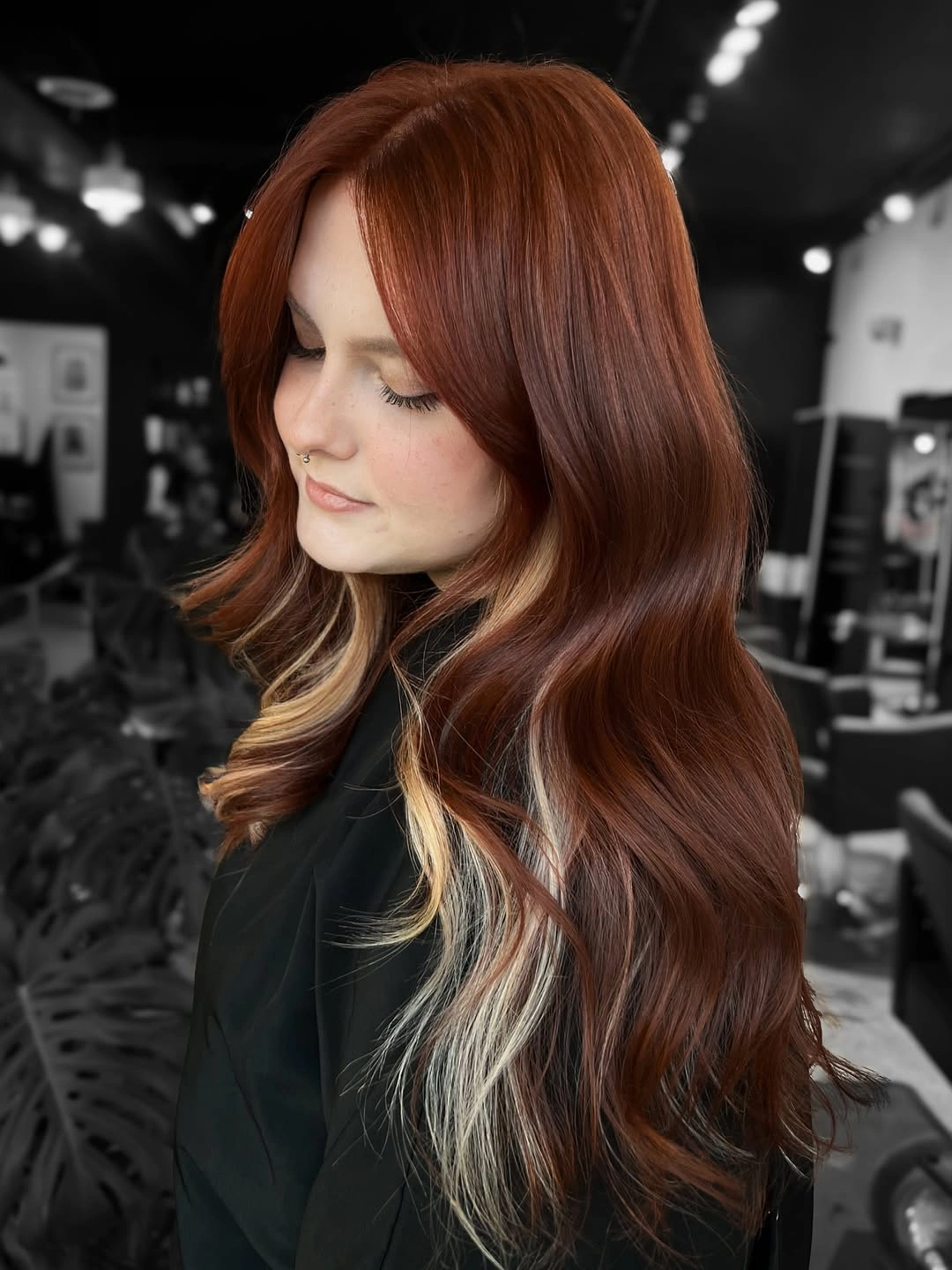 october hair colour ideas 2026 Auburn With Hidden Blonde